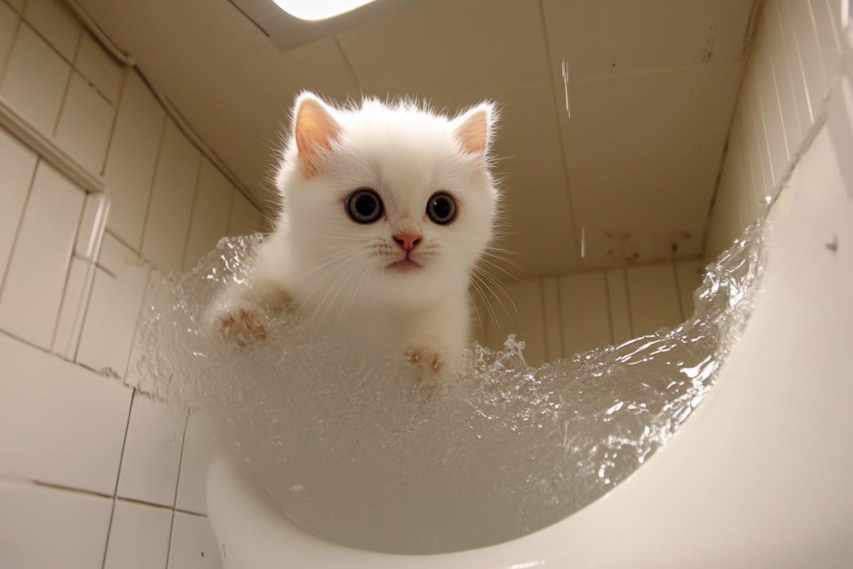Cat, below on a powerful cat, photo