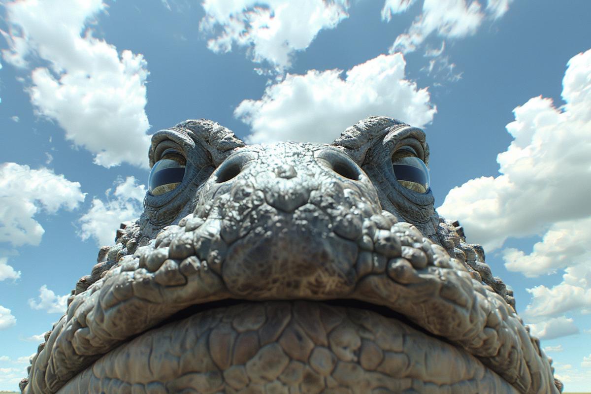 View from the inside on the toad, powerfully dramatic photo