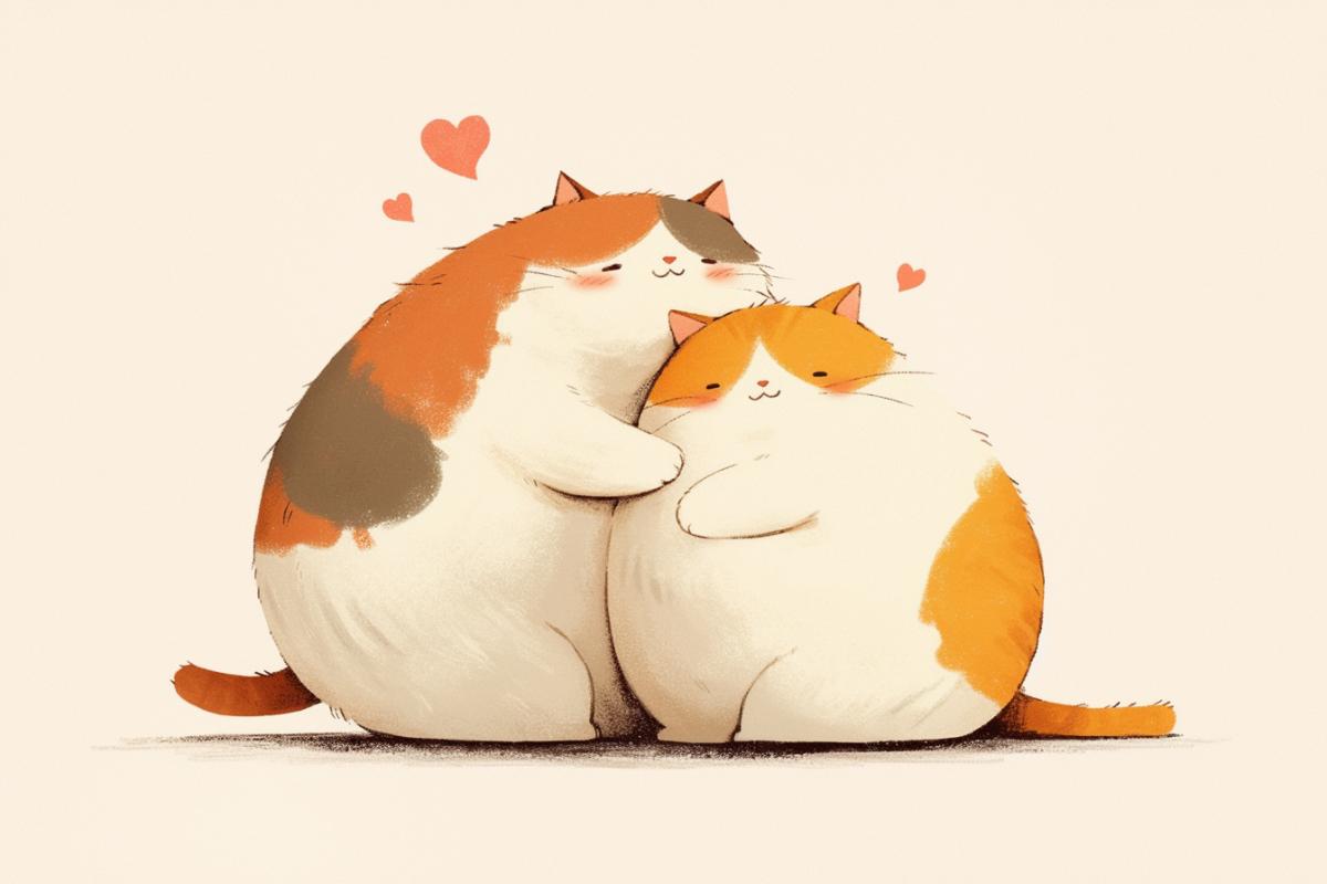 Love of two thick cats