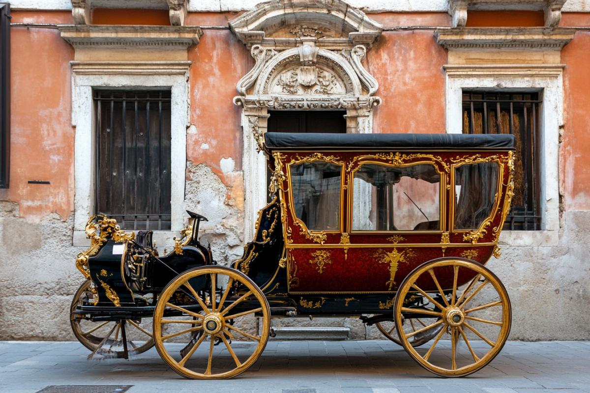 Royal carriage on the old street of Italy