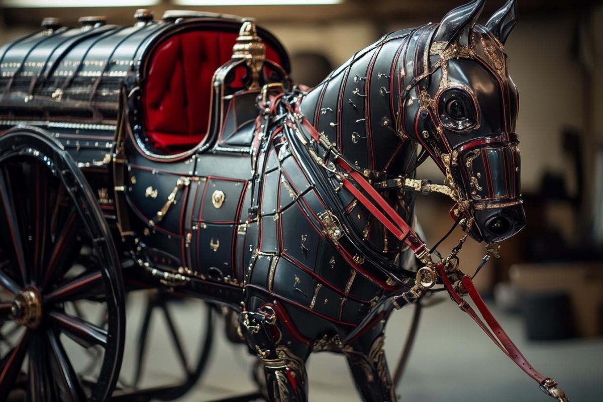 The princes carriage is in the harness. Futurism