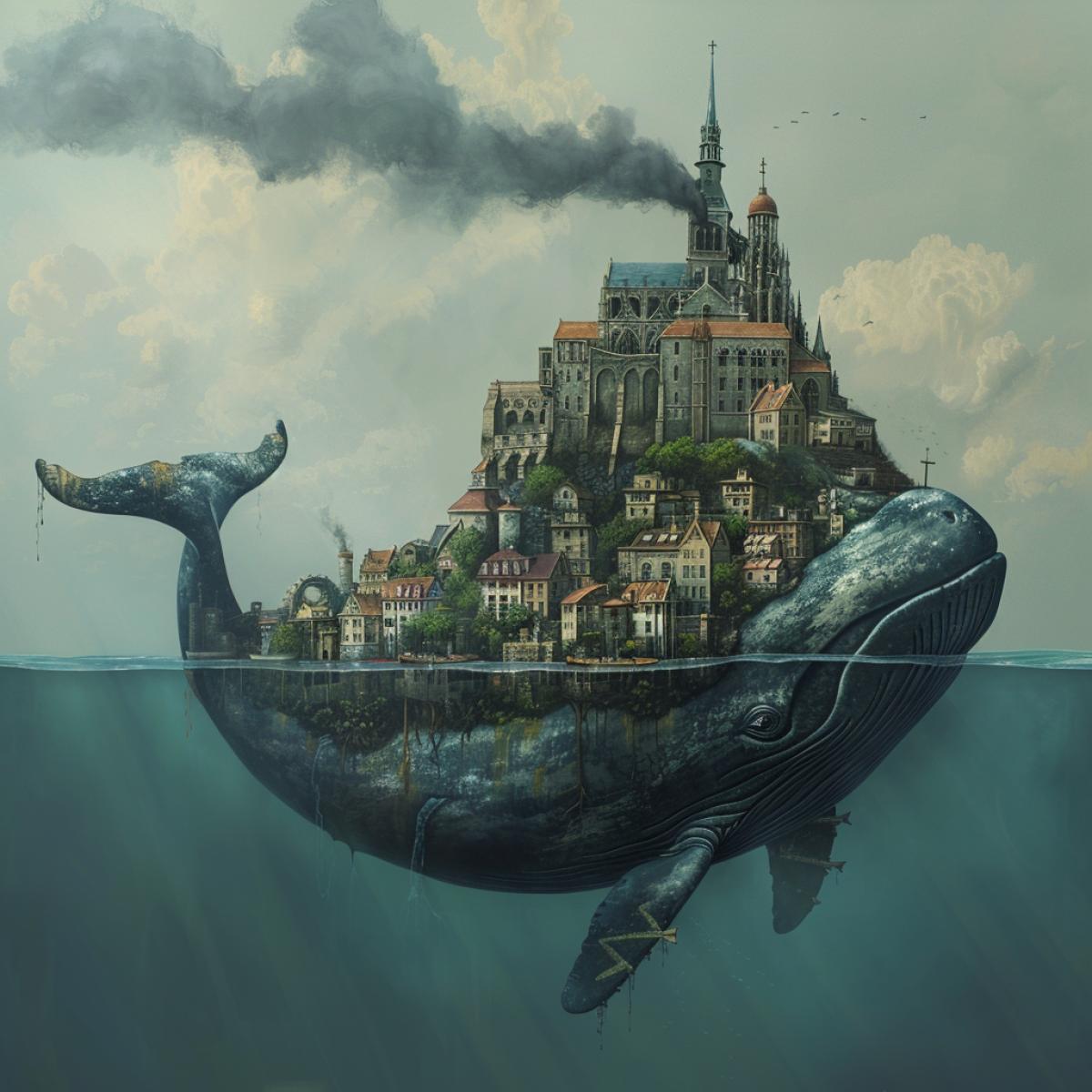 City on the whale that floats at sea