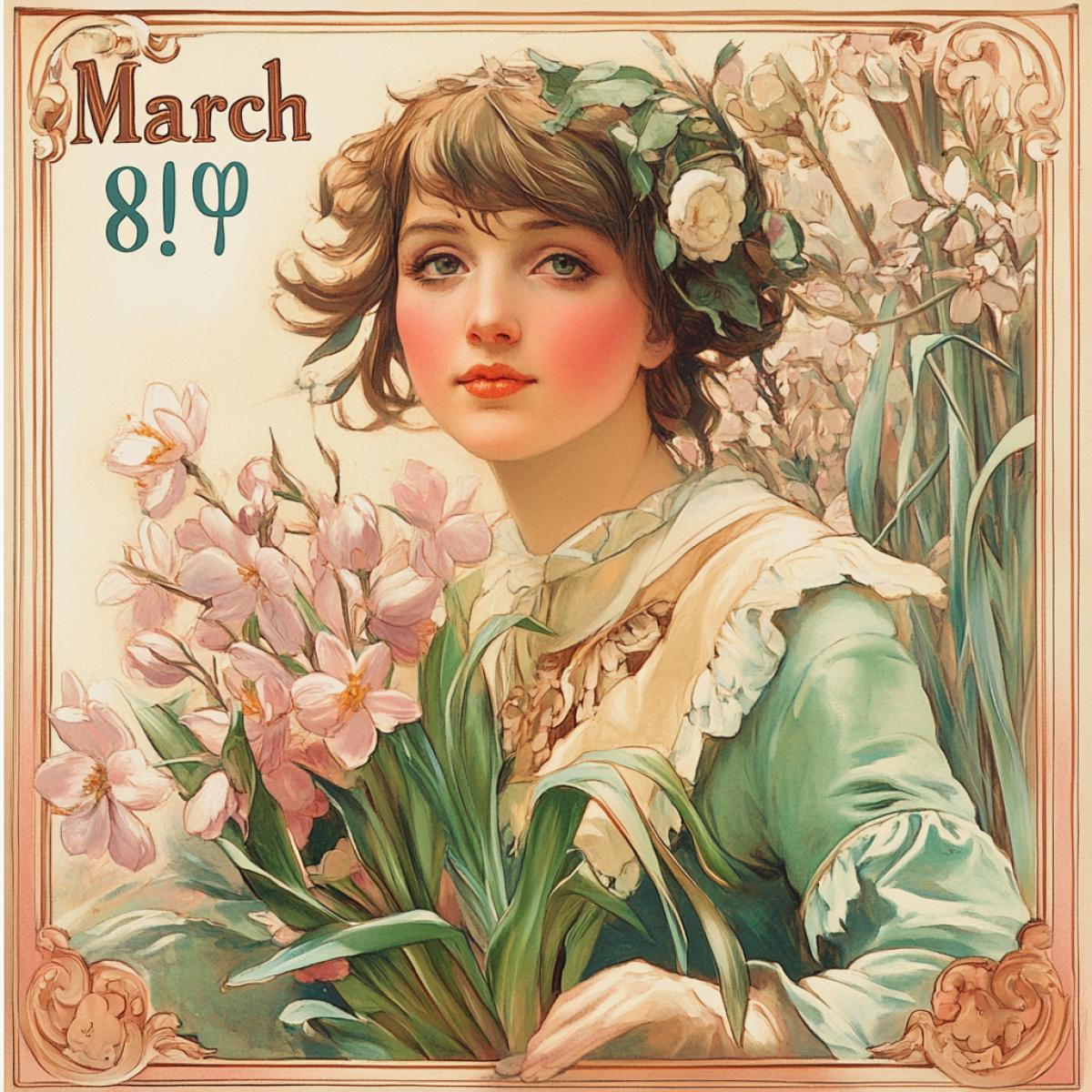 Woman Spring. The inscription is \"March 8!\"