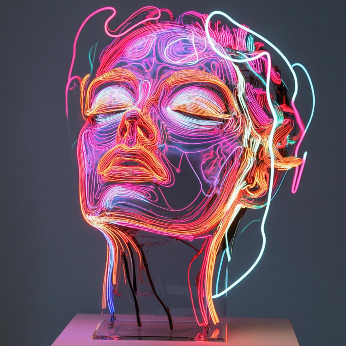 Vibrations of voice, beautiful sculpture, art, neon