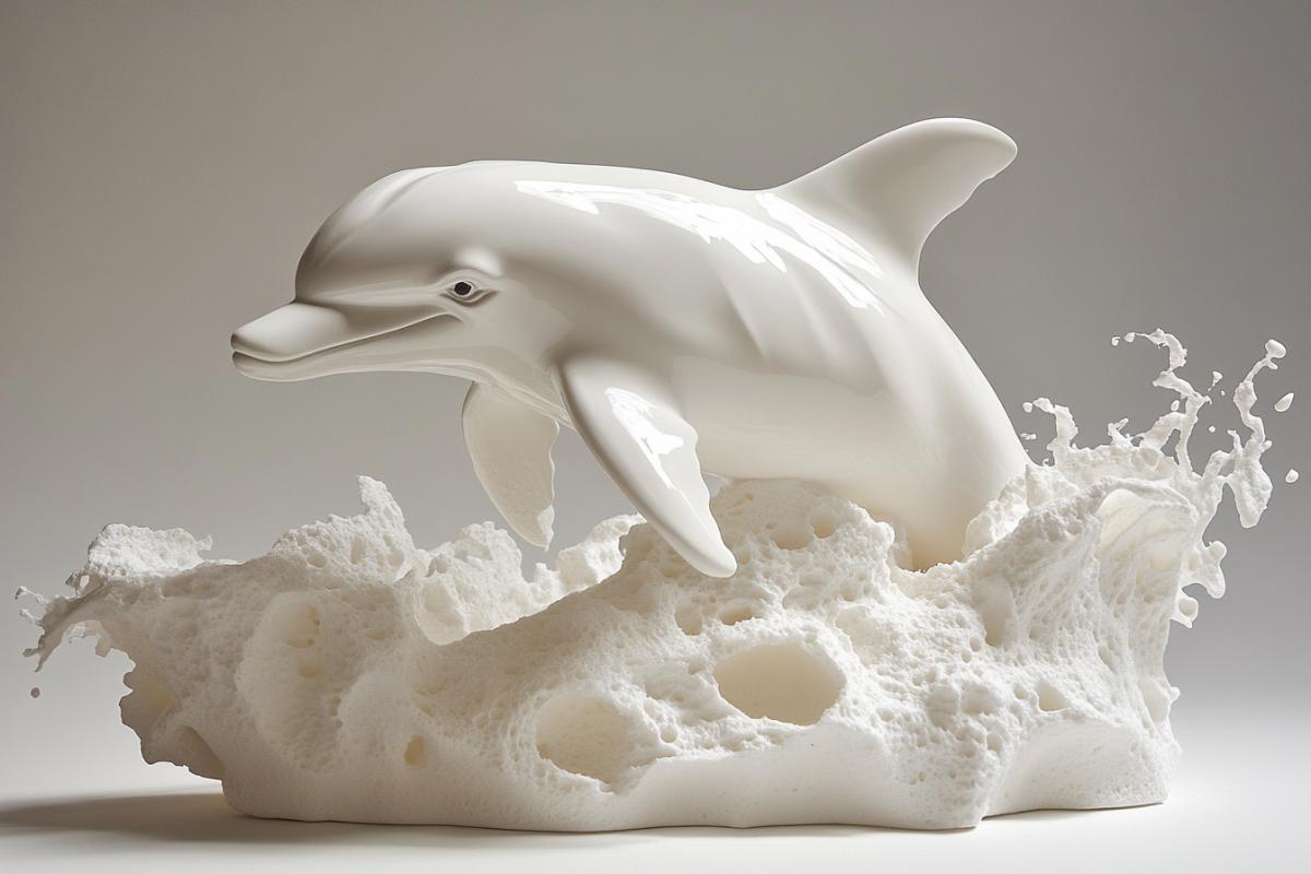 Sculpture- dolphin from sea foam, lucky