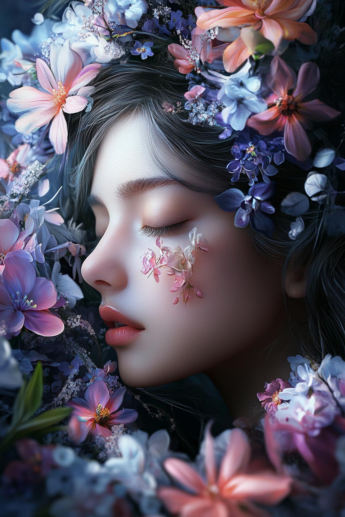 It is necessary to create an image where the beauty of the e is intertwined with the grace of colors. It can be a sophisticated portrait with a bouquet, a girl walking in a flowering garden, or a fantasy vision, where the petals and aromas of flowers come to life.