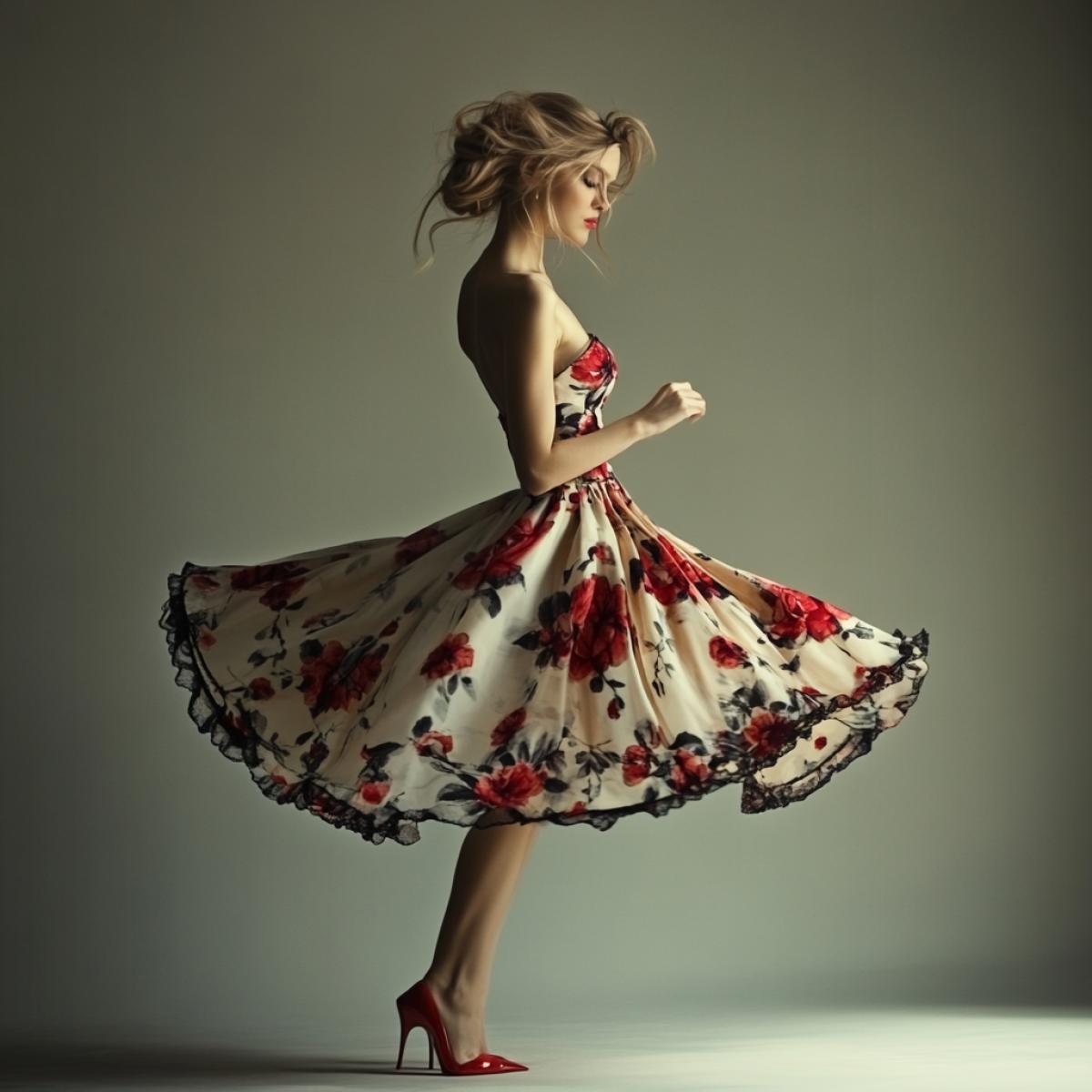 Model in a cute dress in the form