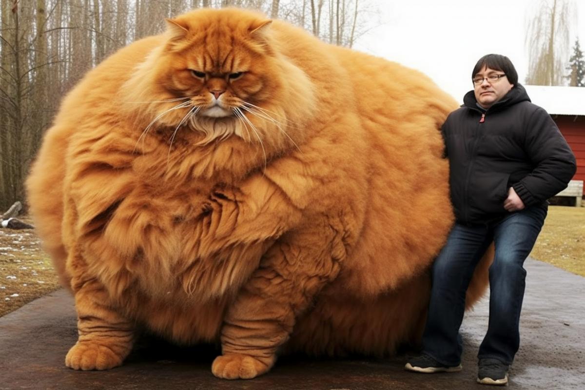Very fat cat, a big cat! Photo.