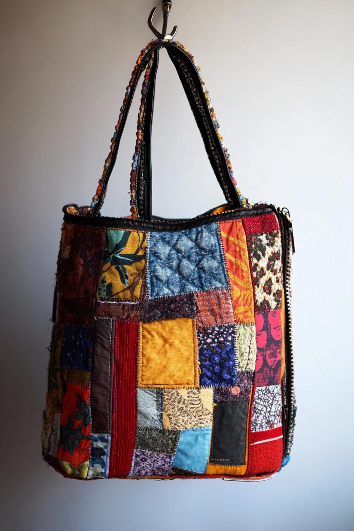 Bag made of patch, each piece is unique