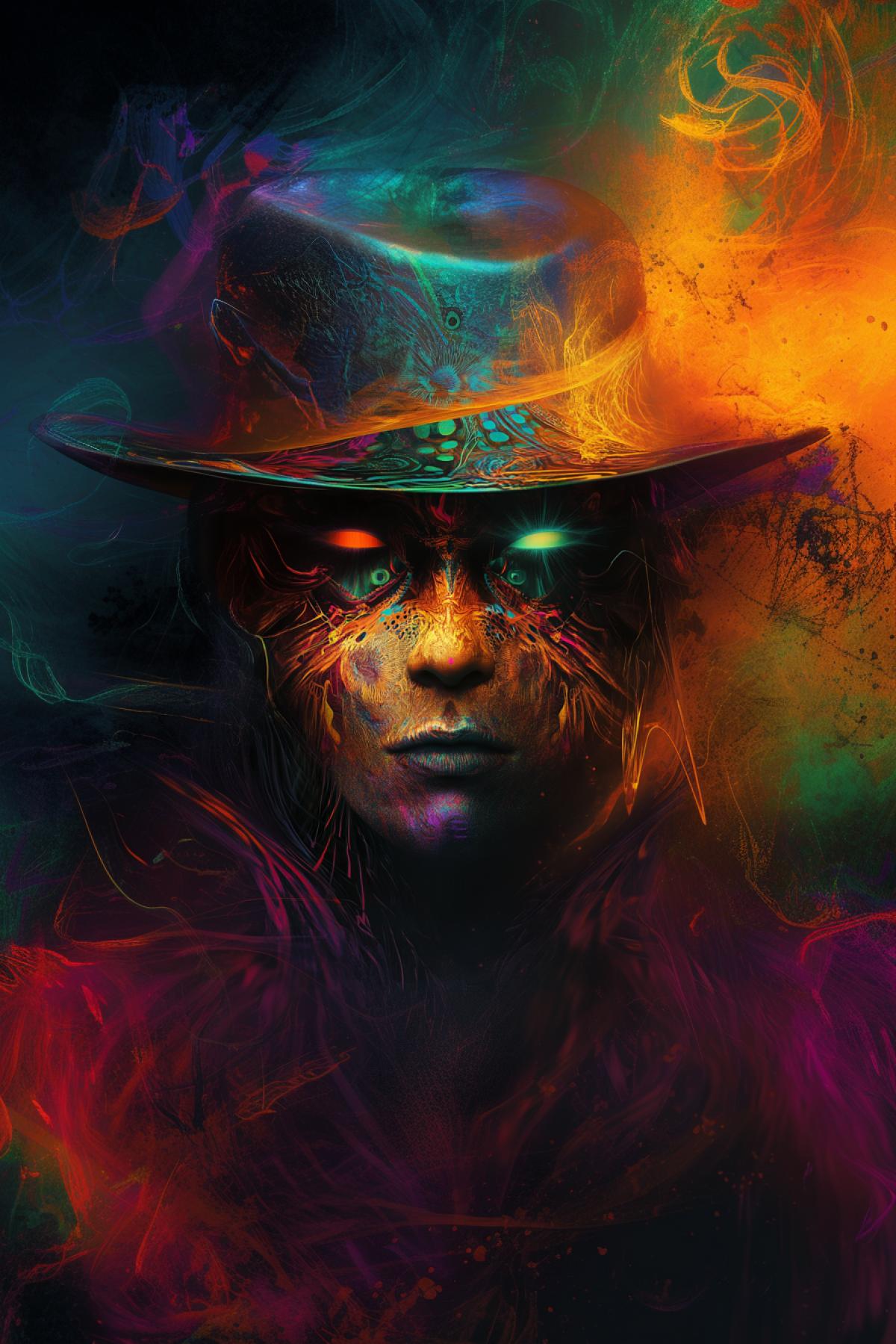 A mysterious character, maximalism, secret, flicker, realistic image, photoshop, psychedelic