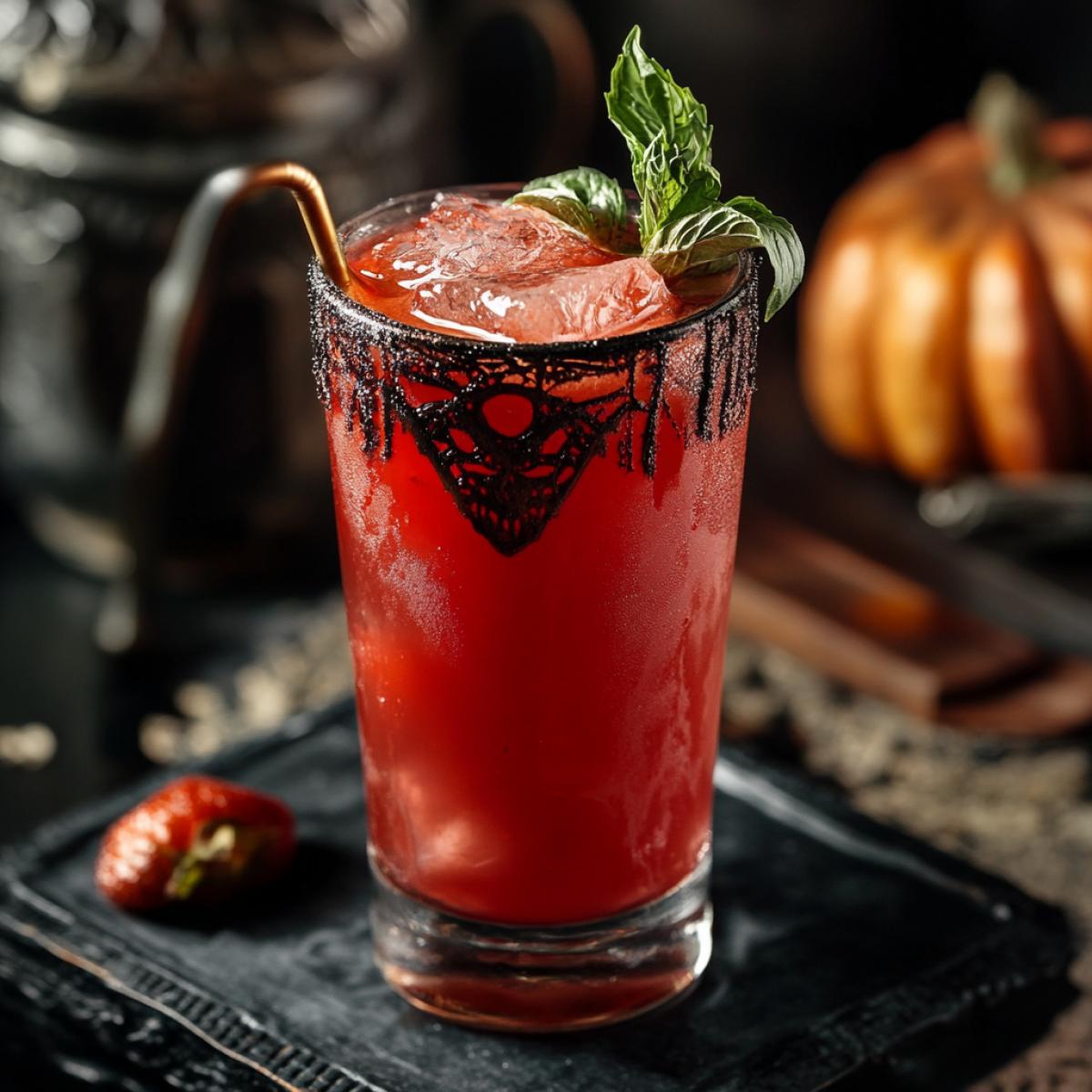 red liquid Mary cocktail is very ominous and unusual mystic