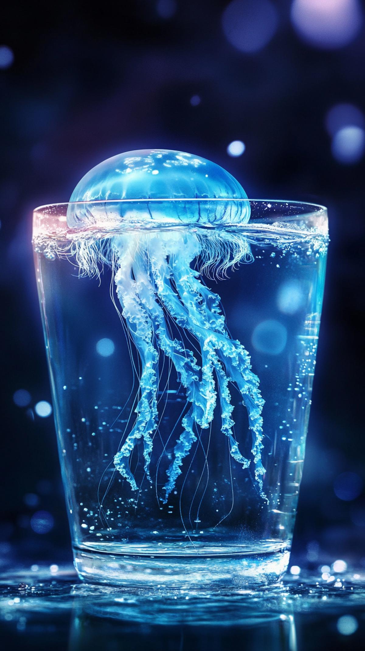 Sea jellyfish in a glass, cocktail