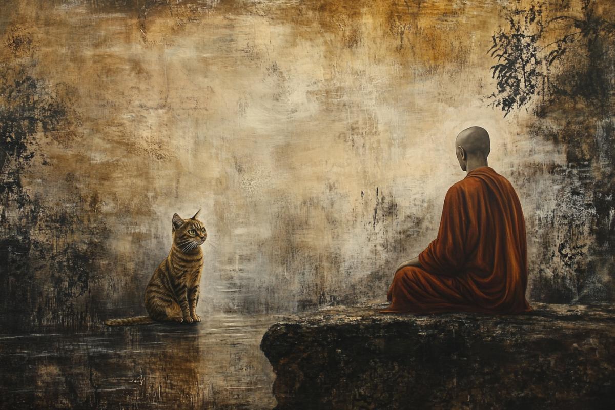 Cat monk Surrealism solitude