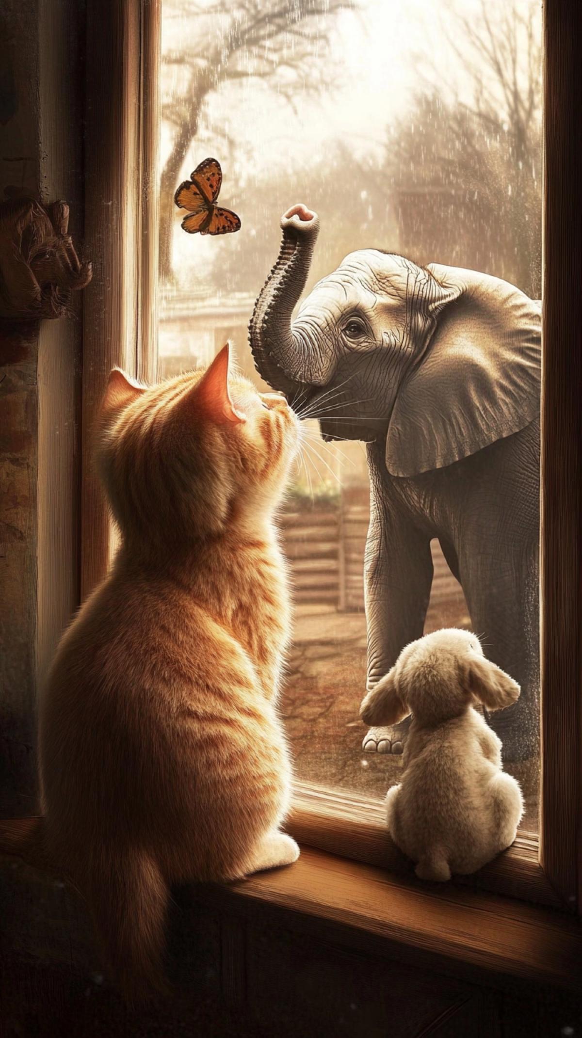 To generate images on which animals express a wide range of feelings: joy, sadness, surprise, anger, love and much more. You can show how the cat looks dreamily out the window, the dog rejoices to meet the owner or even the herd of elephants is experiencing moments of mutual assistance and support.
