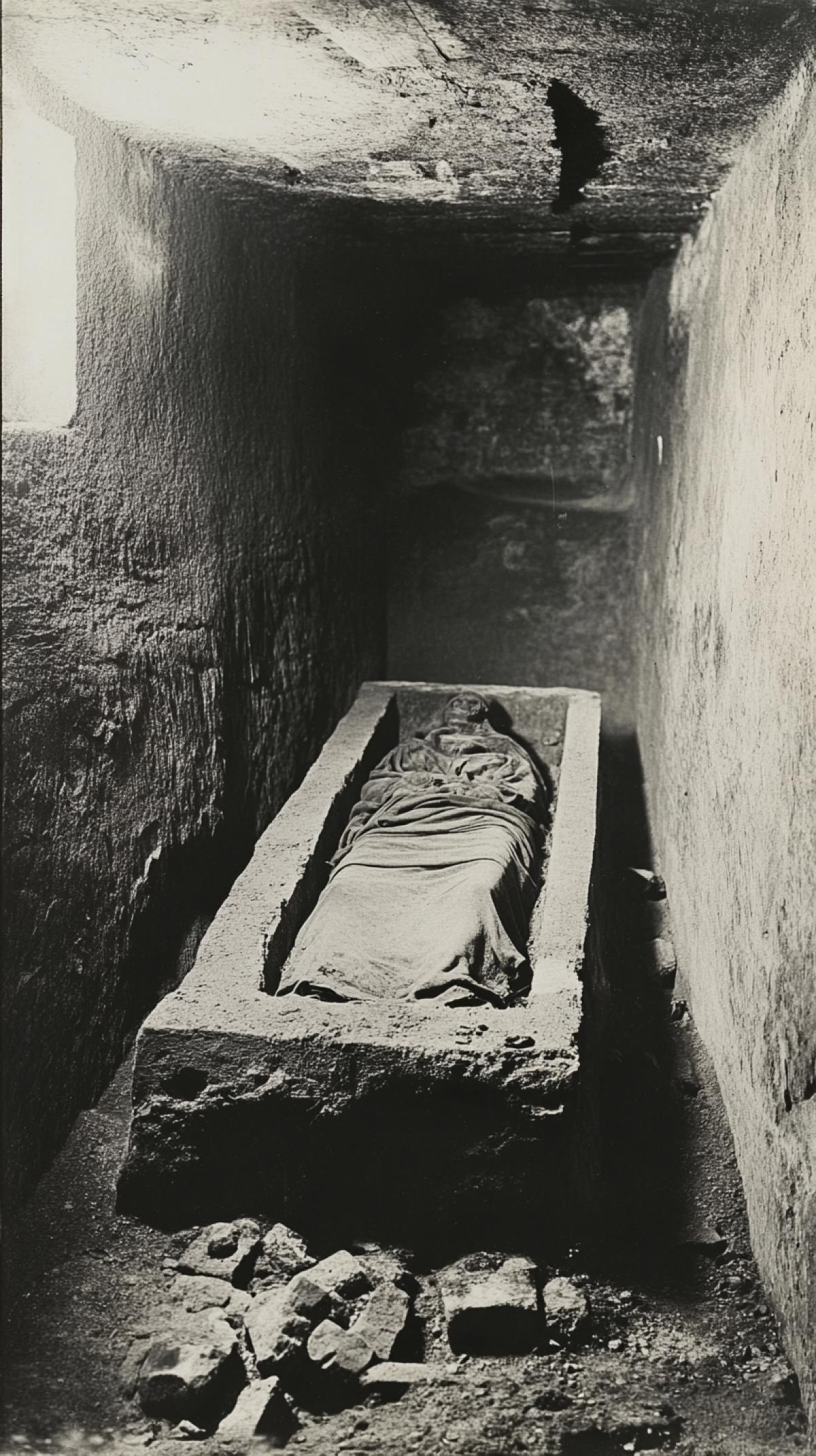Inside the tomb. Mystery, mystery. Photo of 1920