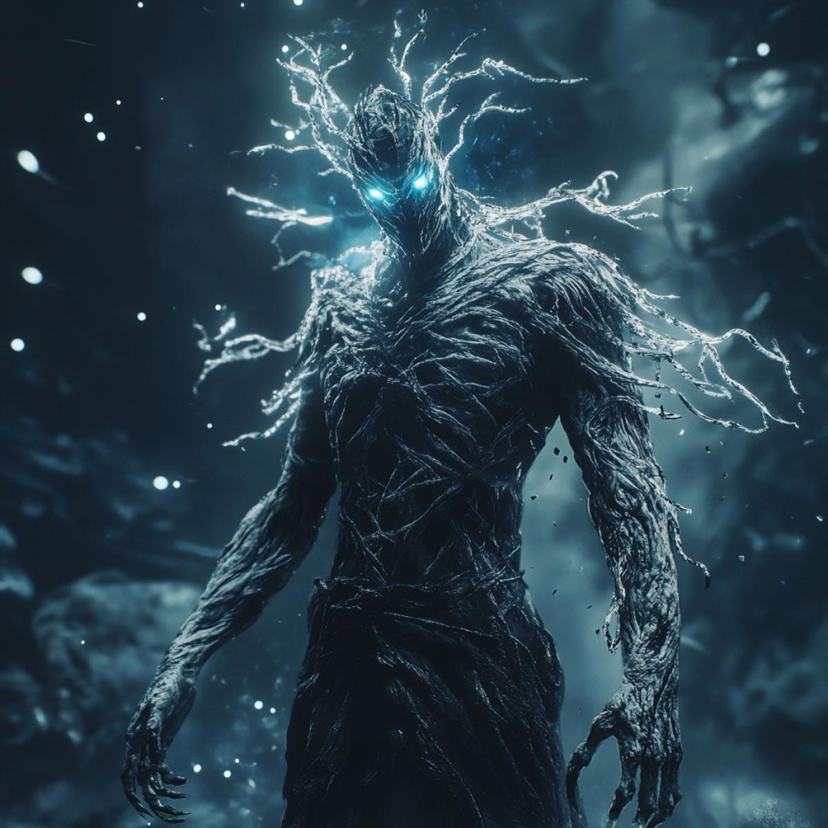 He is a cosmic creature from other worlds, a character, a character in the style of Skyrim, tumbles overflowing tones, high detail, realistic graphics