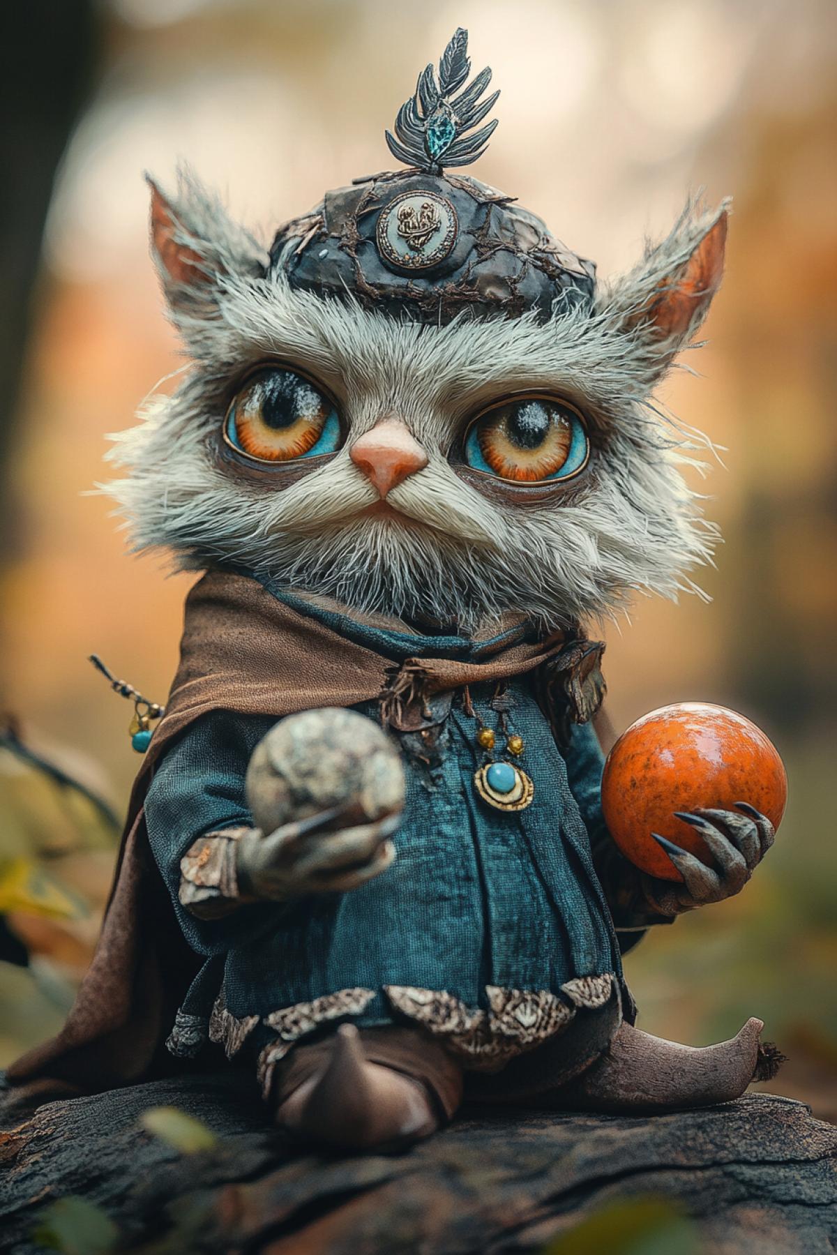 Fantasy character, Kender Vorishka Tasselhof Fidget, with Hulahup in his hand, a crest on his head. Funny goodnatured, crafty, magic