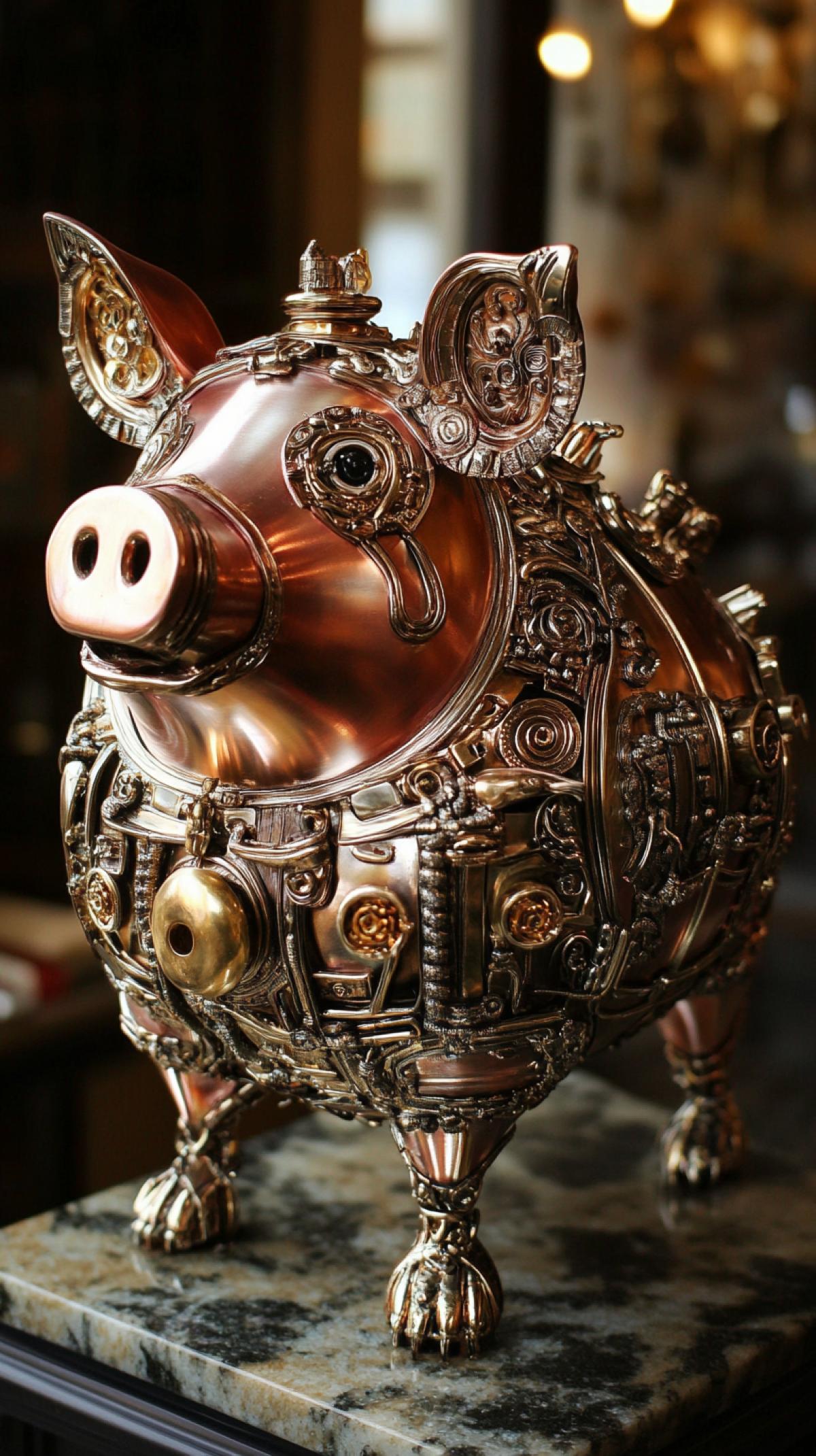 The image of the original piggy bank, which can take any shape and style: from futuristic constructions to fabulous, magical or surreal com4ks.