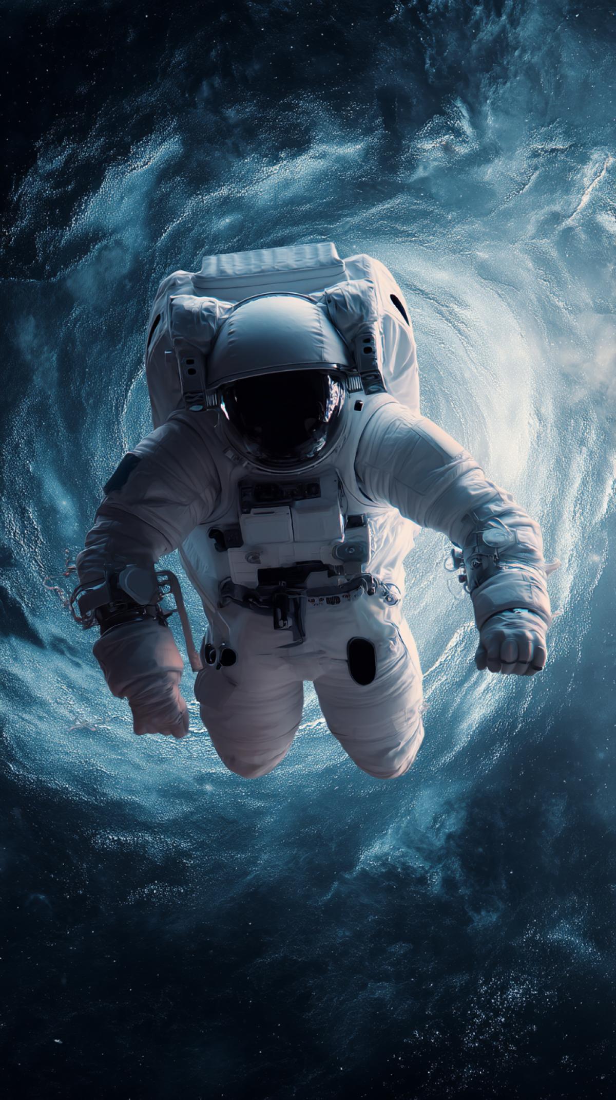 abstract full astronaut in space suit flying at us from the event horizonstyle raw sref 2943019107
