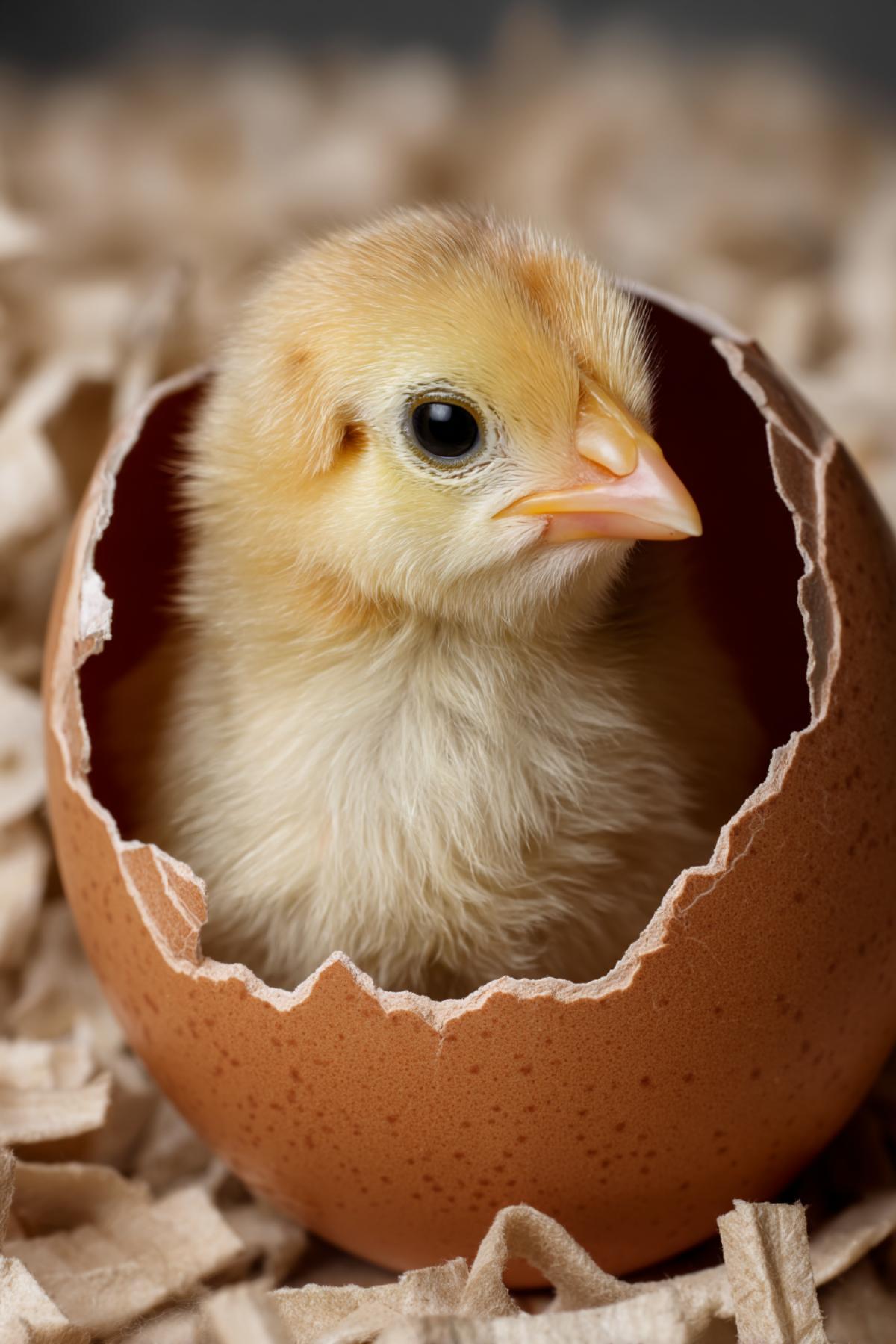 Chicken hatching out of the egg