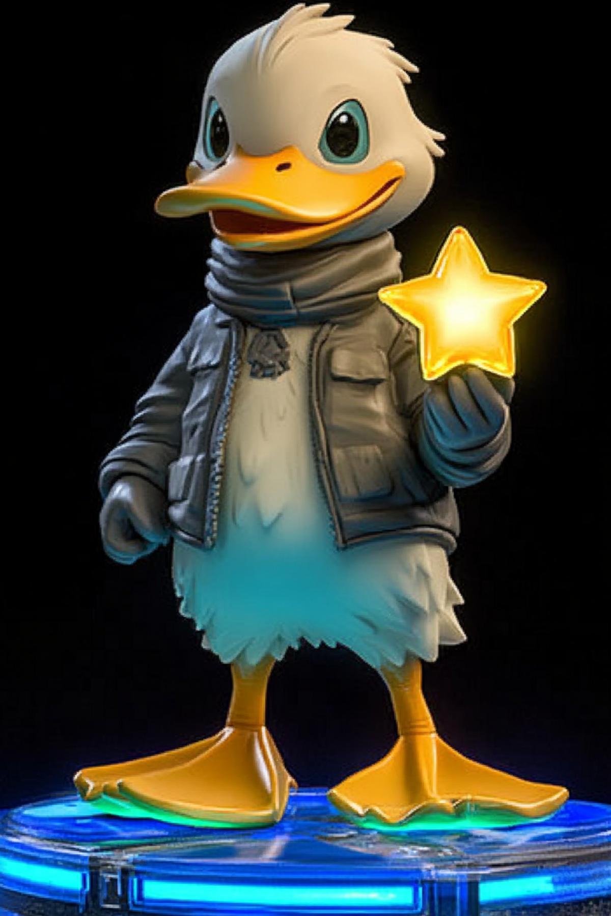 Cool duck holds the star