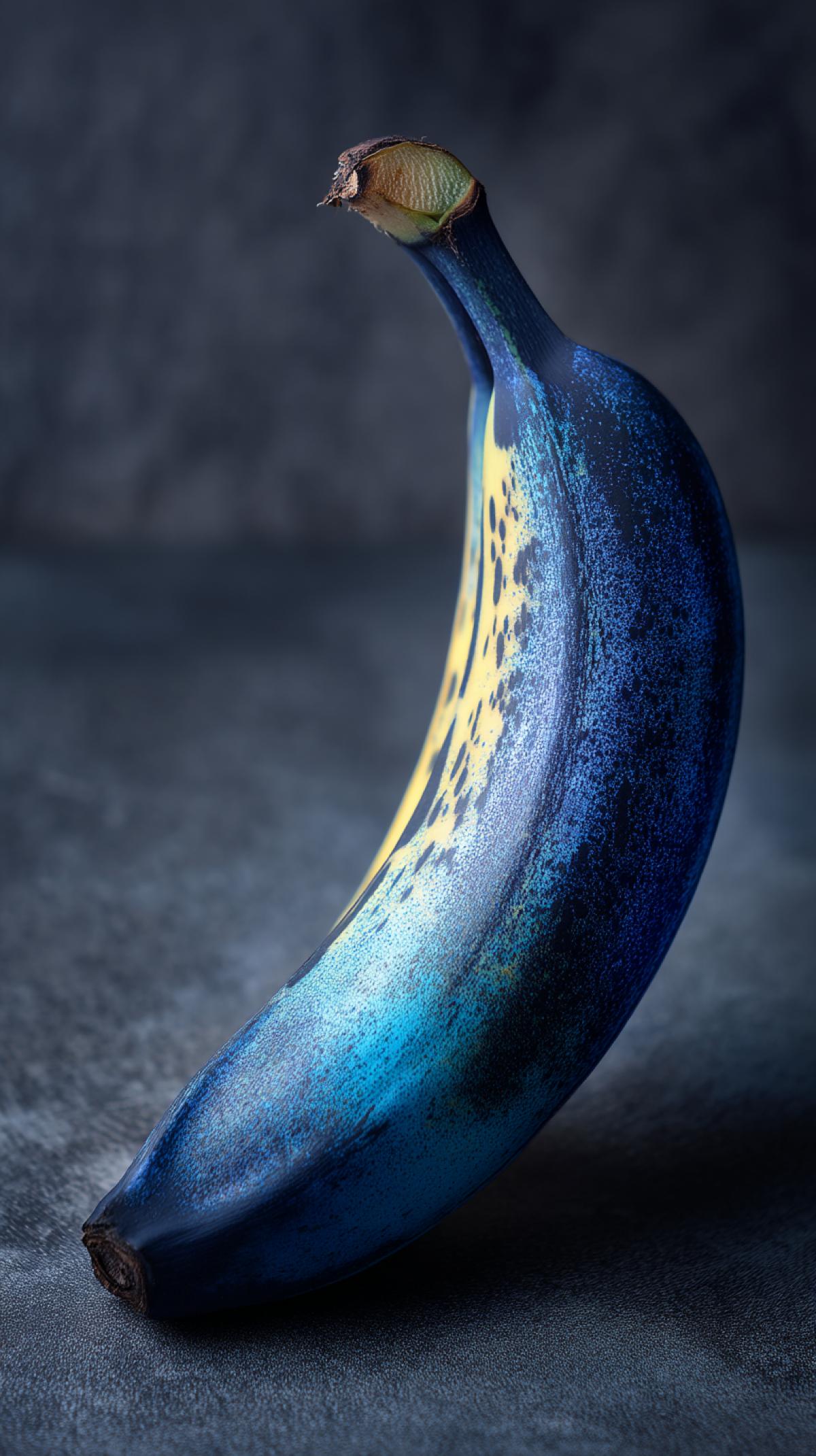 a blue banana. This award-winning work is a cover photo for a Nikon D850-style magazine.