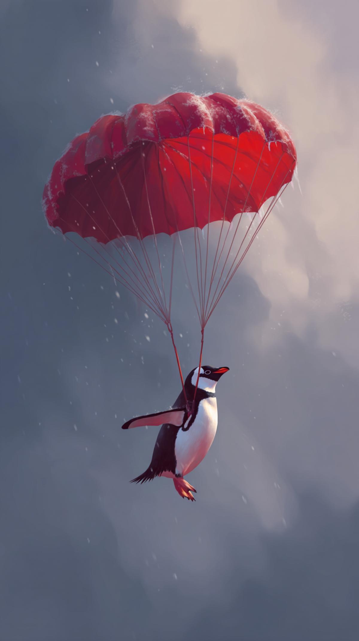 penguin on a parachute