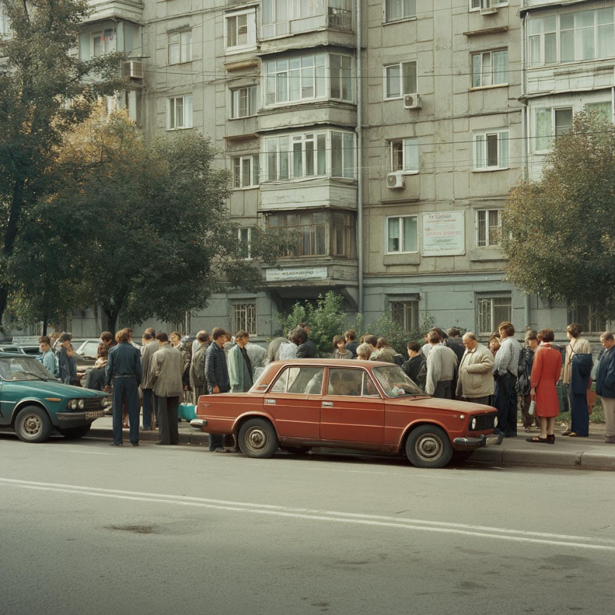 The streets of the city under the Soviet Union. The people of the car.