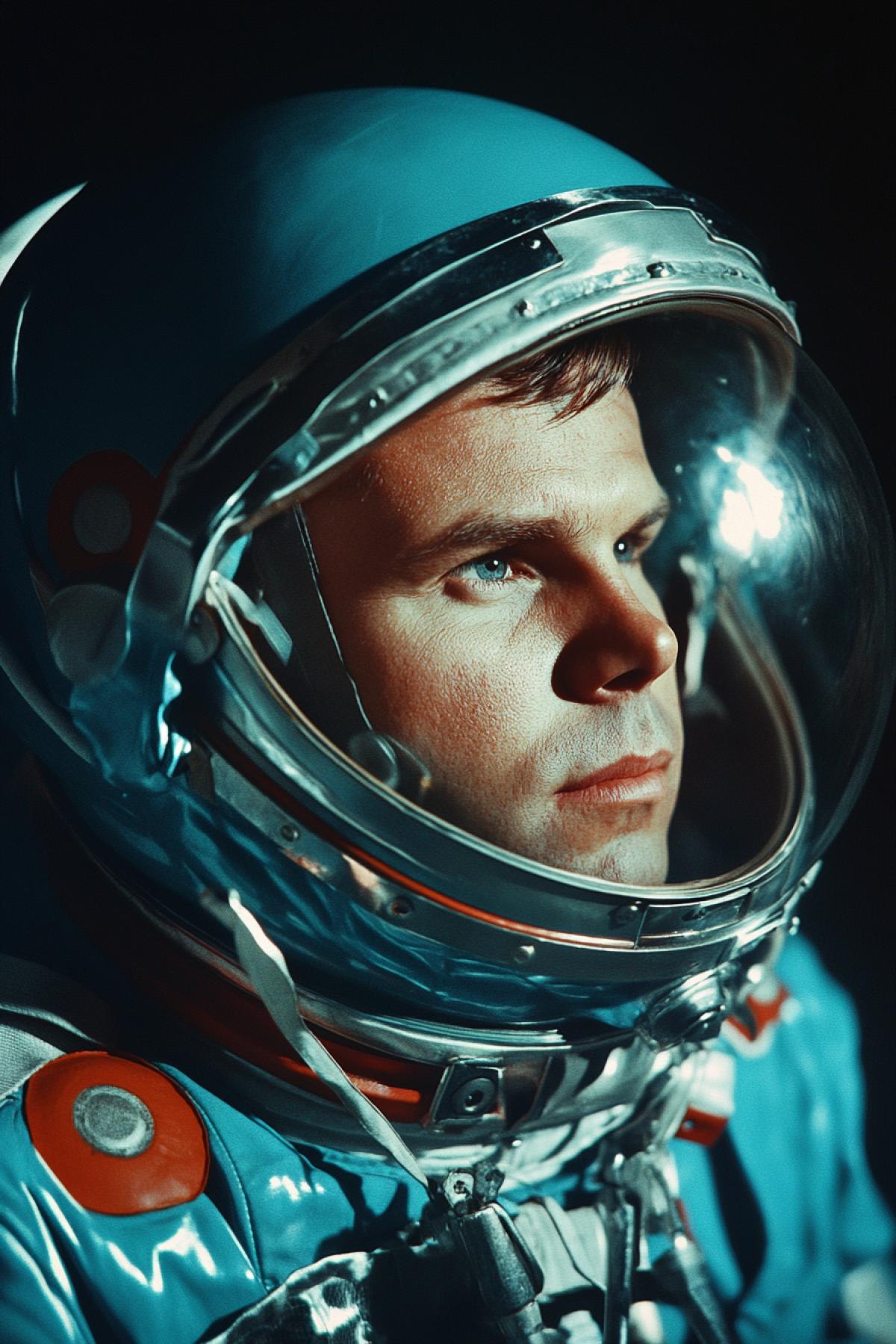 Picture on Cosmonautics Day using these colors: tiffany, dark turquoise, light turquoise, coral, red