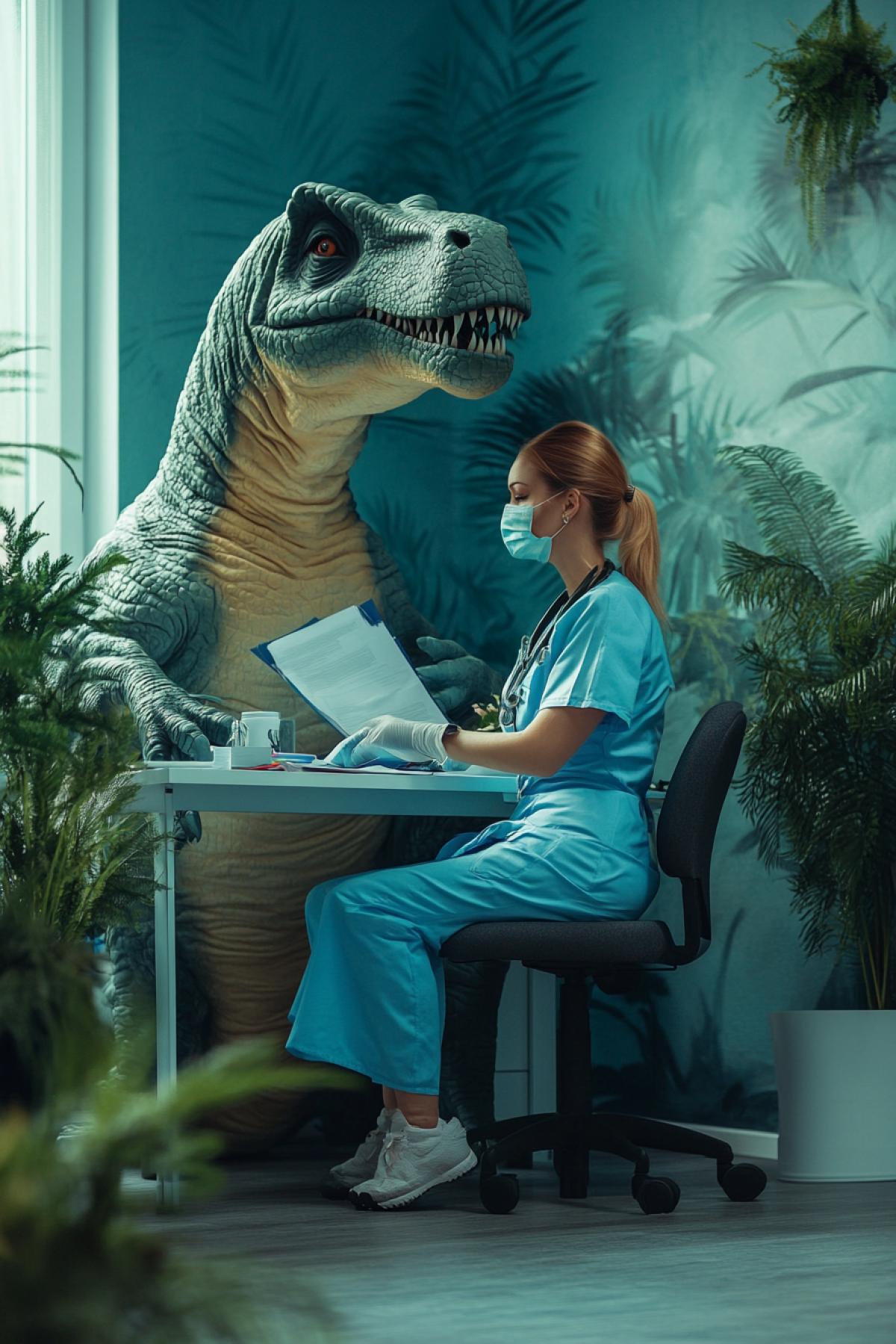 Dinosaurus- plastic surgeon in the office