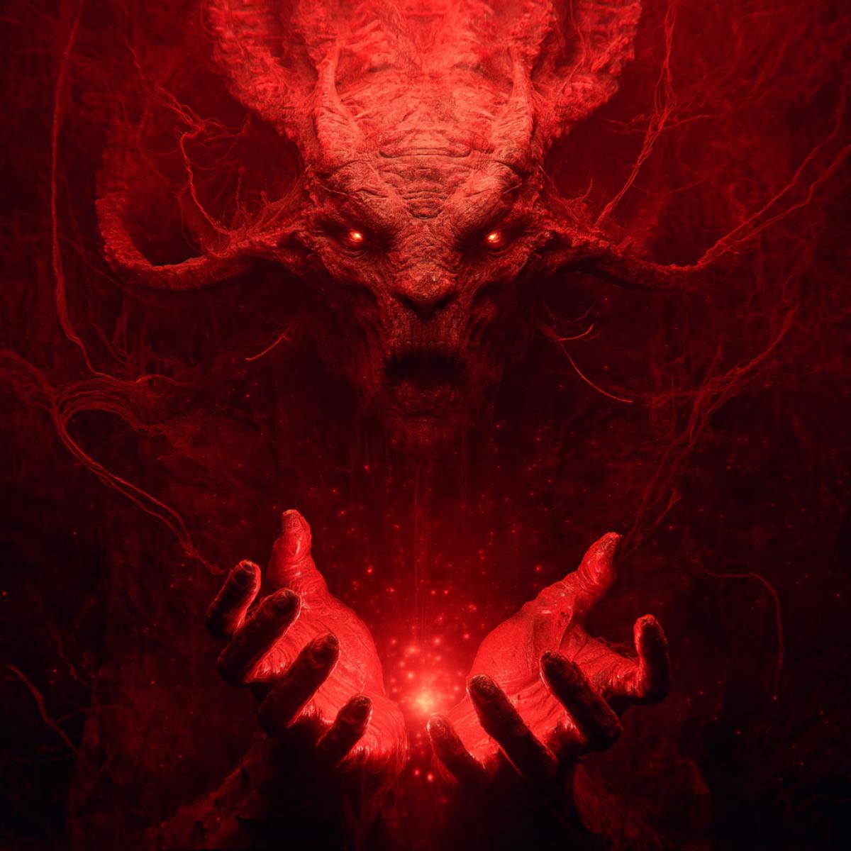 Demonic figure emanating and threatening all living things