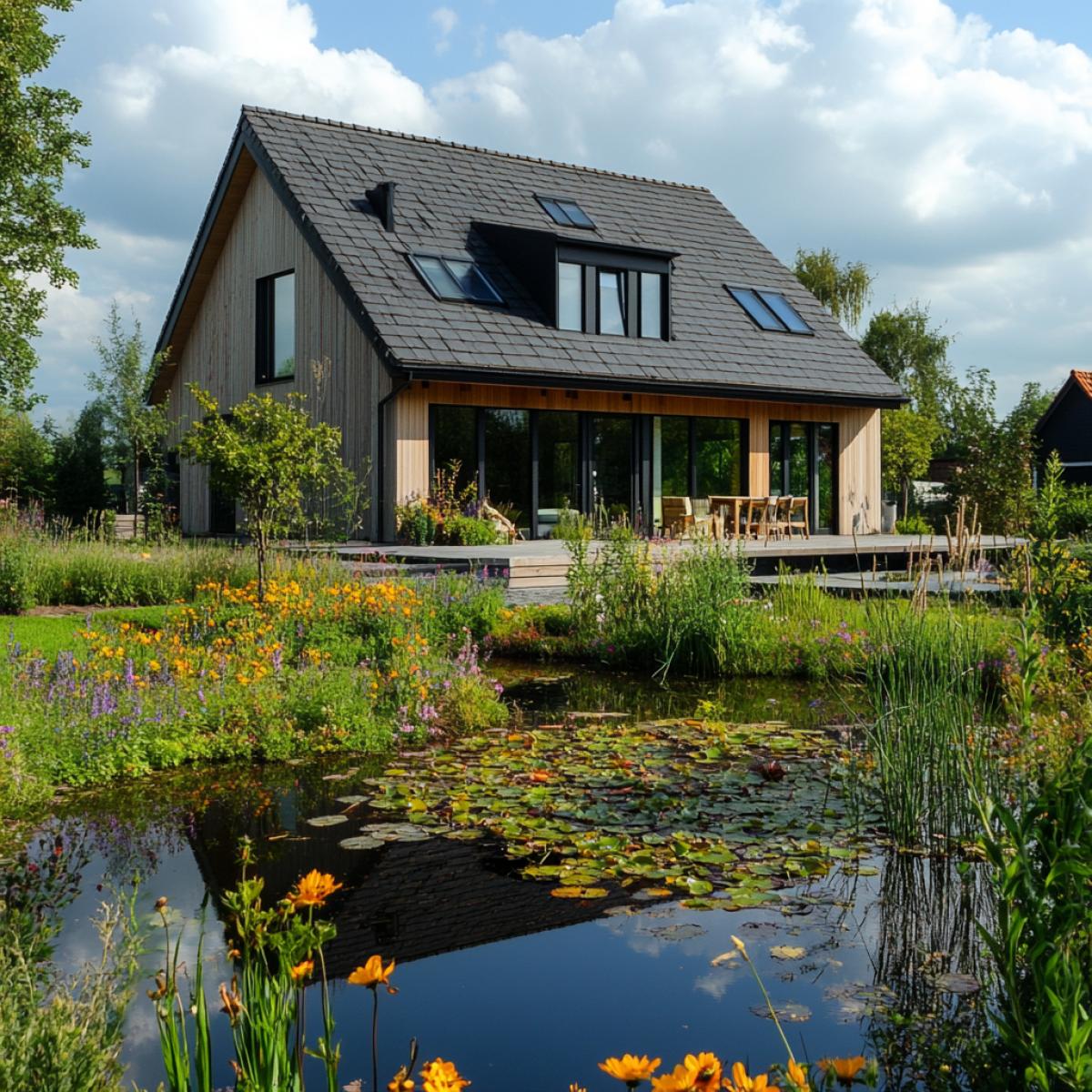 Country archbound house with a design landscape.  Glycinium and other loons.  Where the combination of everything is fine.  Large