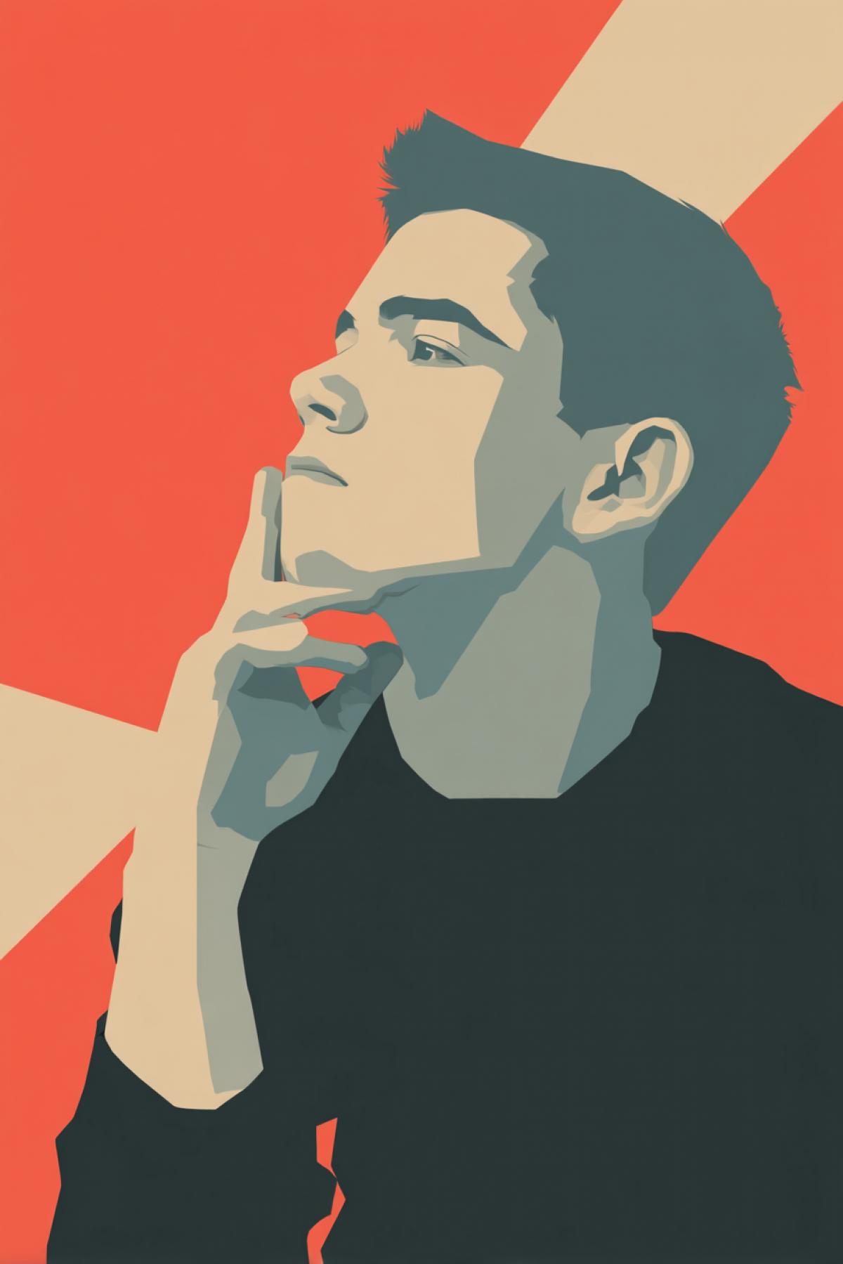 The advertising poster is made in a flat design style.. . Sigma, sigma boy, but not mine, silent, like a mute . Staring into nowhere, oh my, that gaze is fire . Years I’ll wait for you to get yourself together . And someday finally conquer me.
