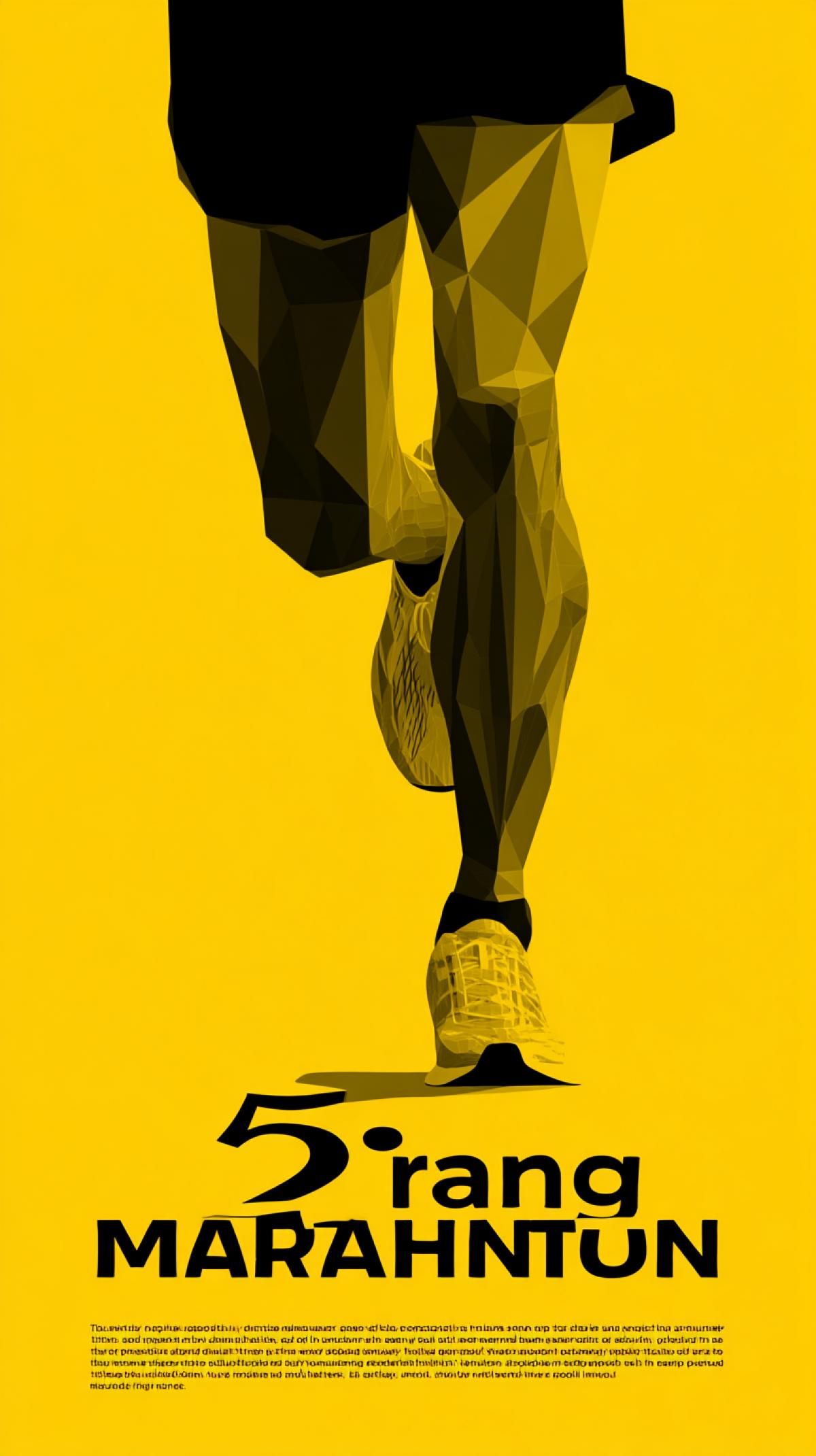 Modern poster text . \" Marathon running 25 \". silhouette of a runner, sneakers, bottom view, triangulation, flat, vector, stock image