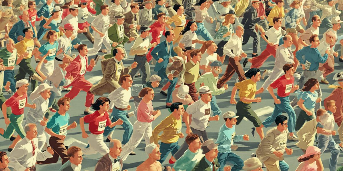 The marathon of happy people. Advertising poster