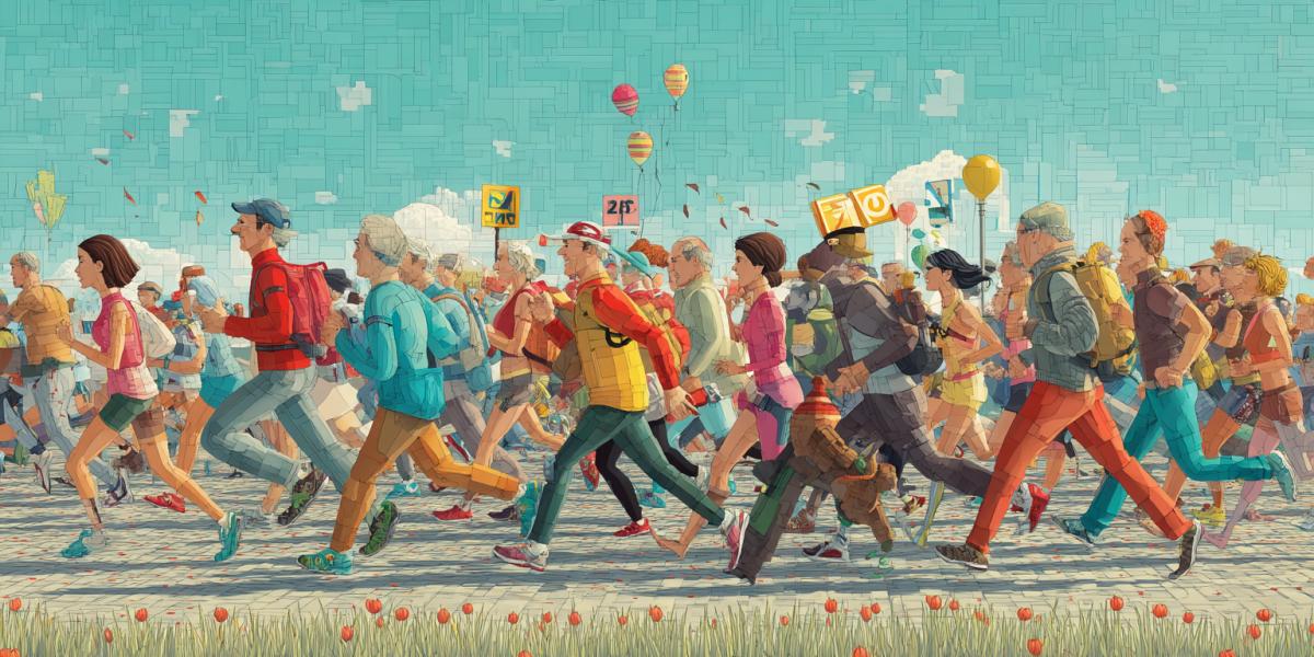 The marathon of happy people. Advertising poster