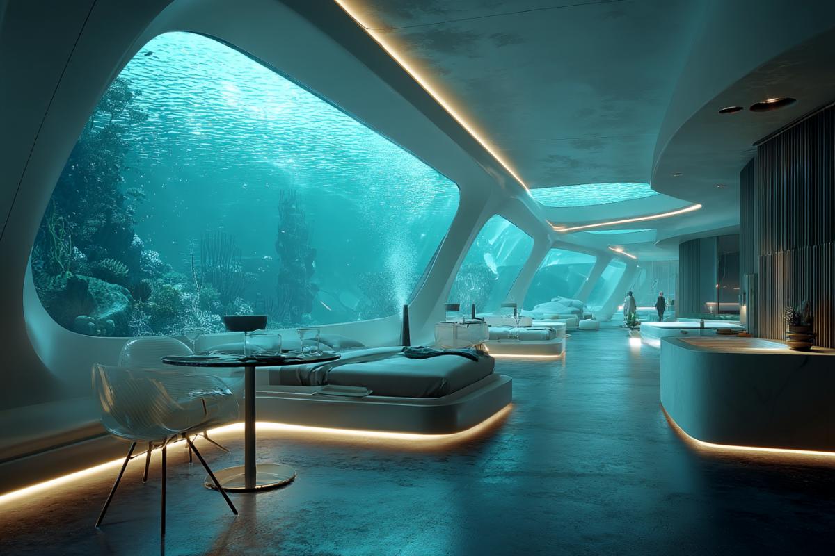 Futuristic hotel underwater