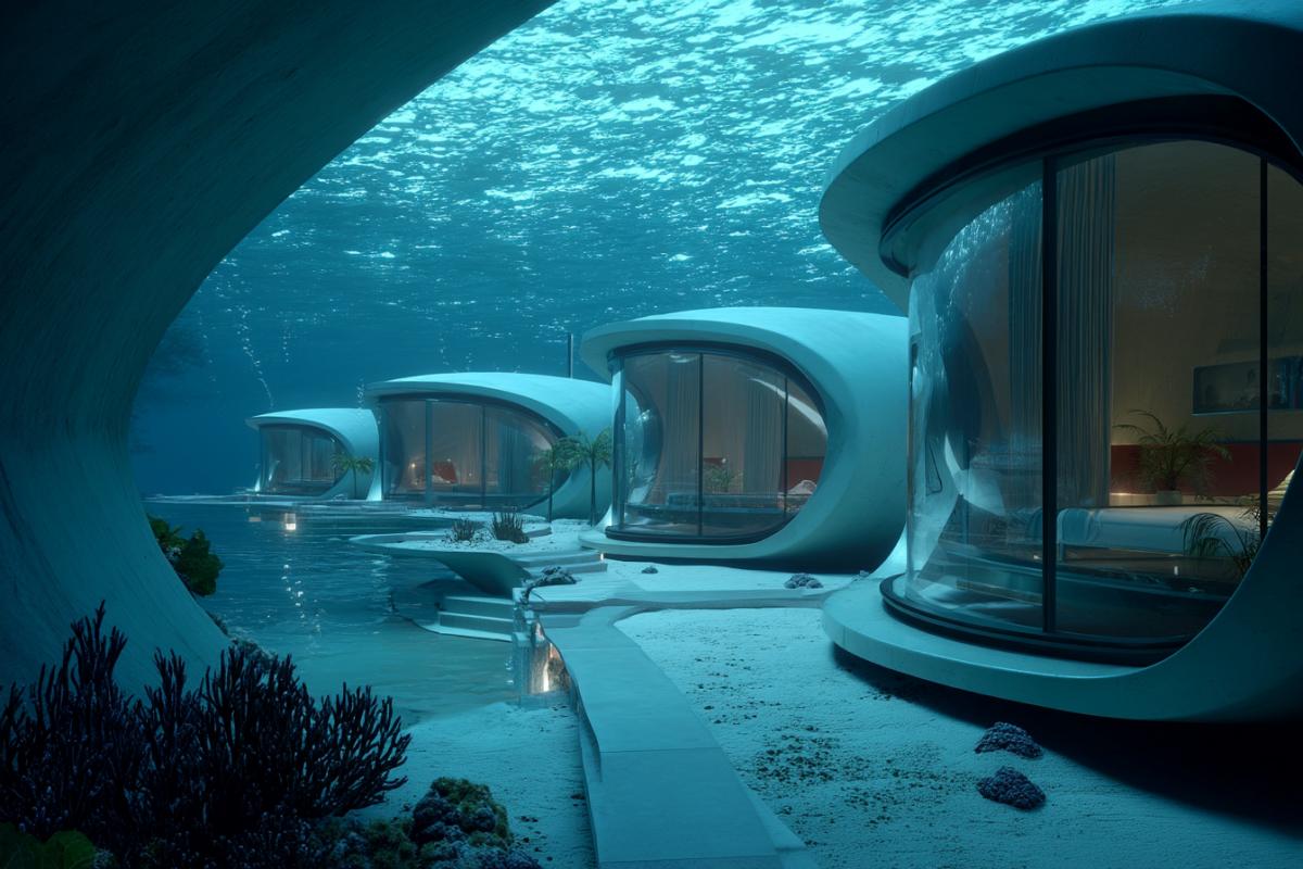 Futuristic hotel underwater