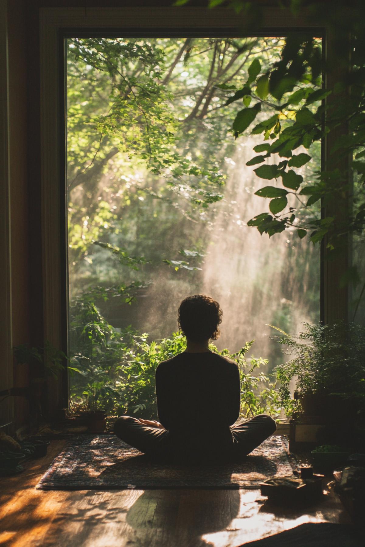 The spiritual state of peace. Around the house.