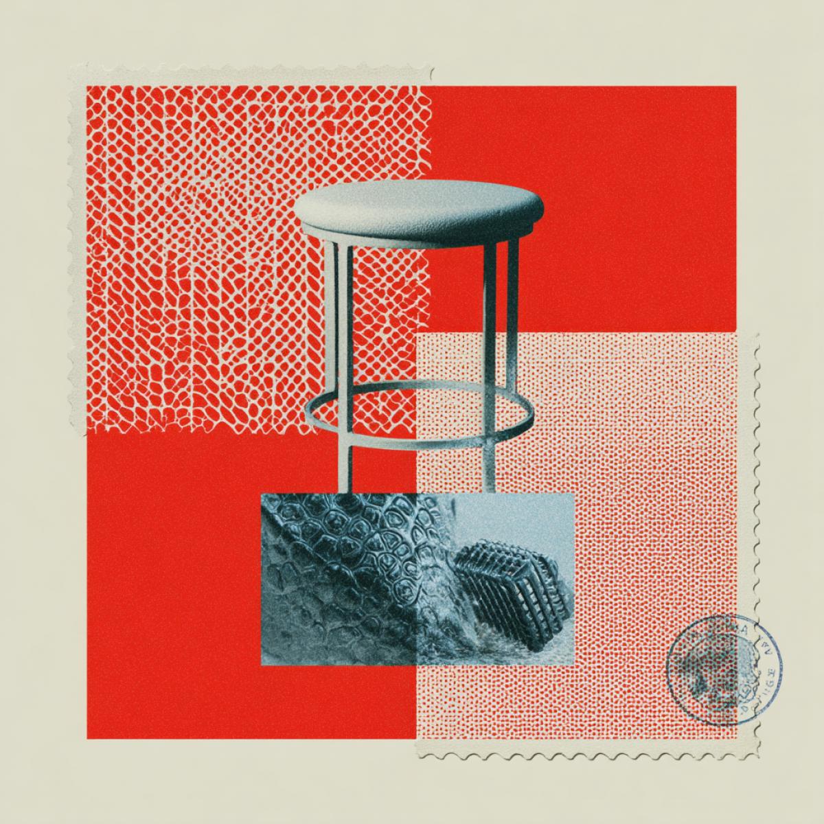 Postal brand with perforation on it image of a stool