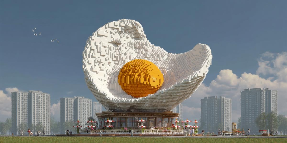 Building building in the form of fried eggs