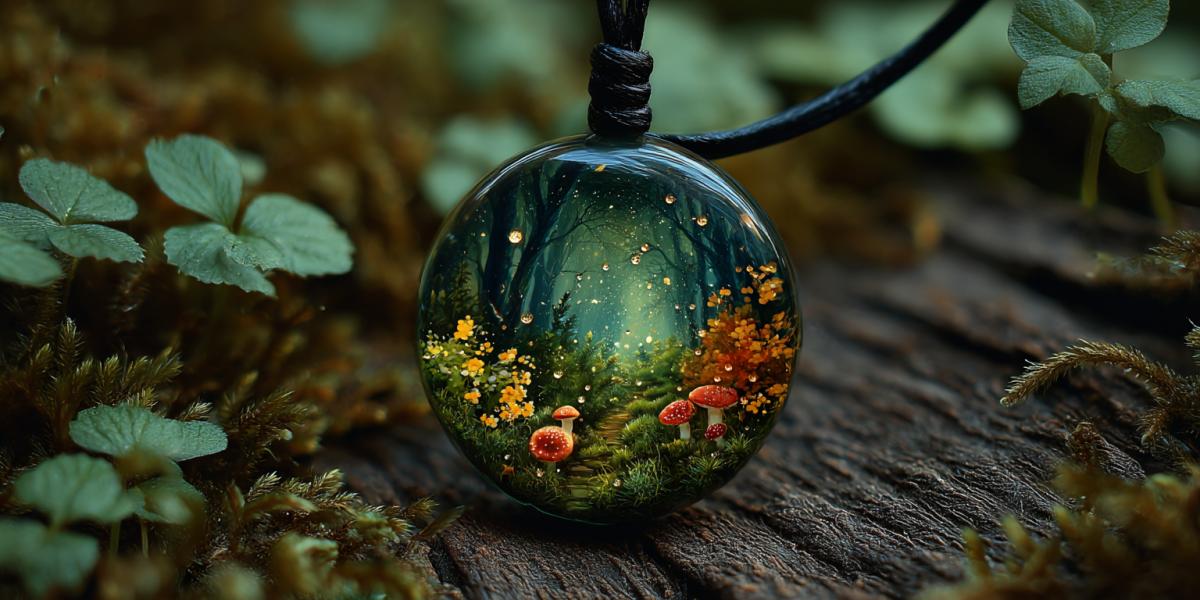 Cute pendant with decorations of a fairytale forest