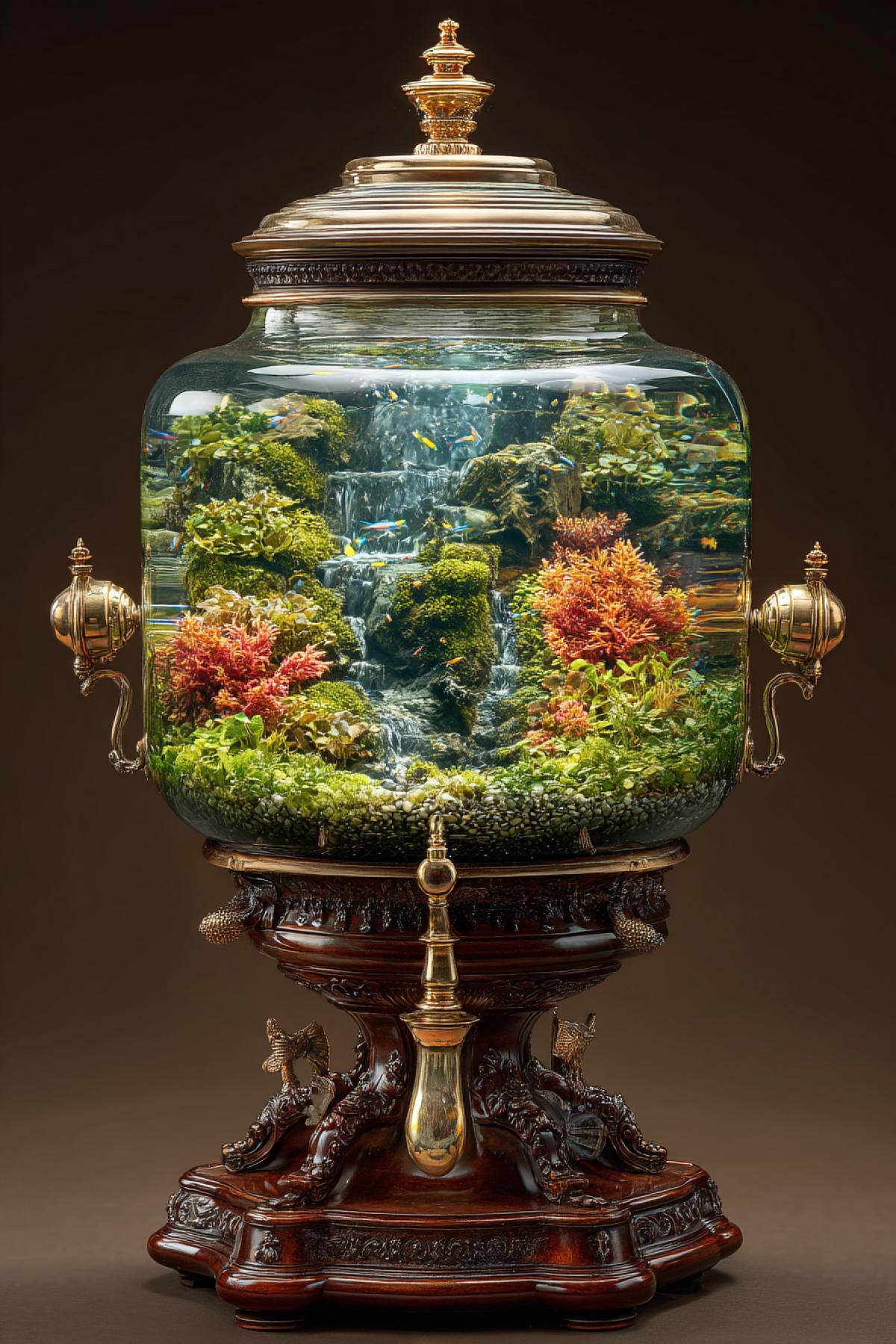 aquarium in the form of a samovar
