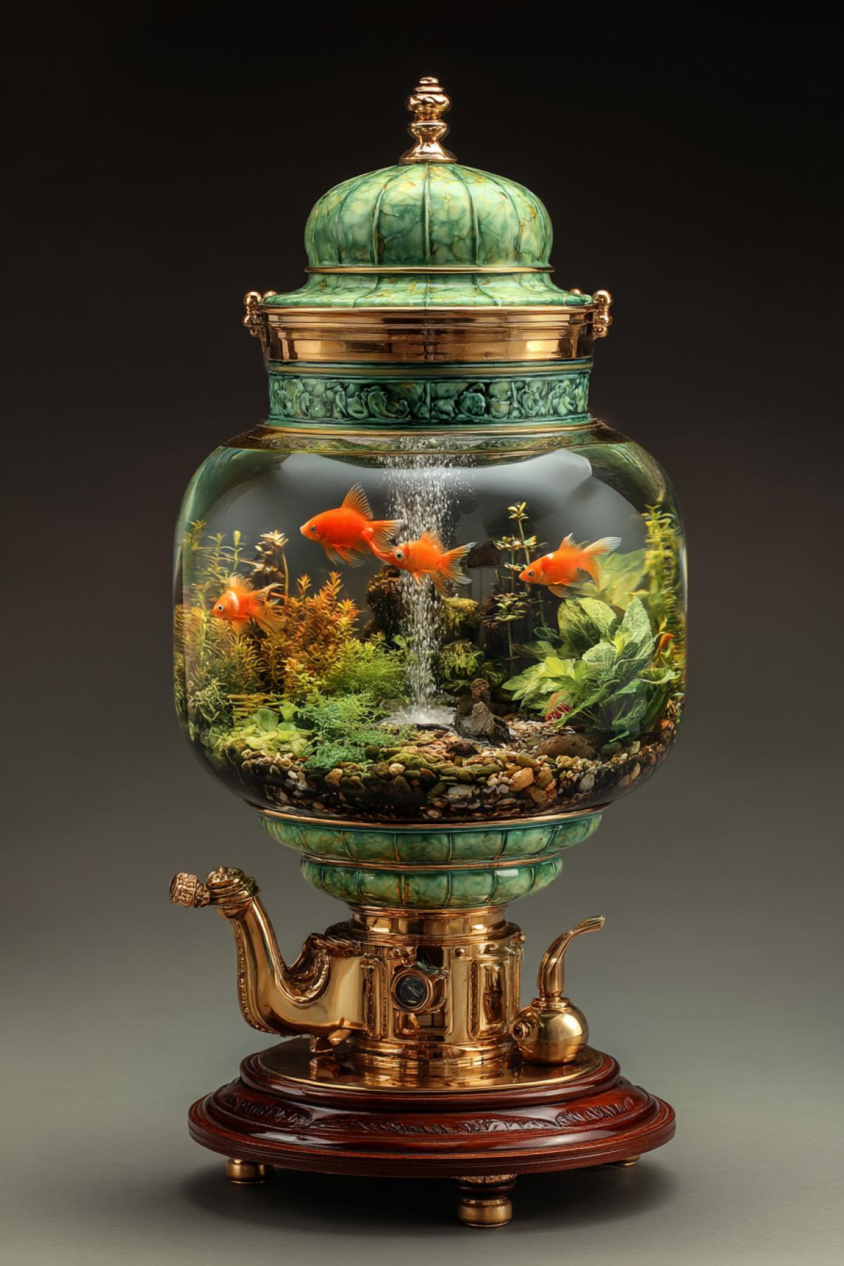 aquarium in the form of a samovar