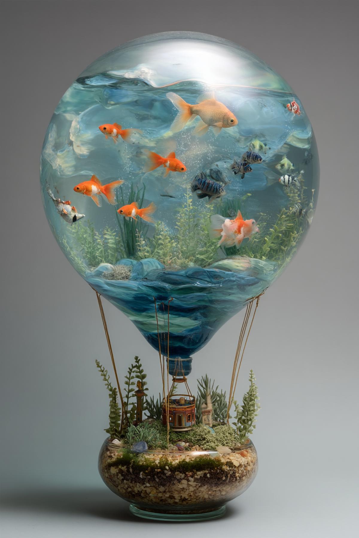 Aquarium with fish in a balloon