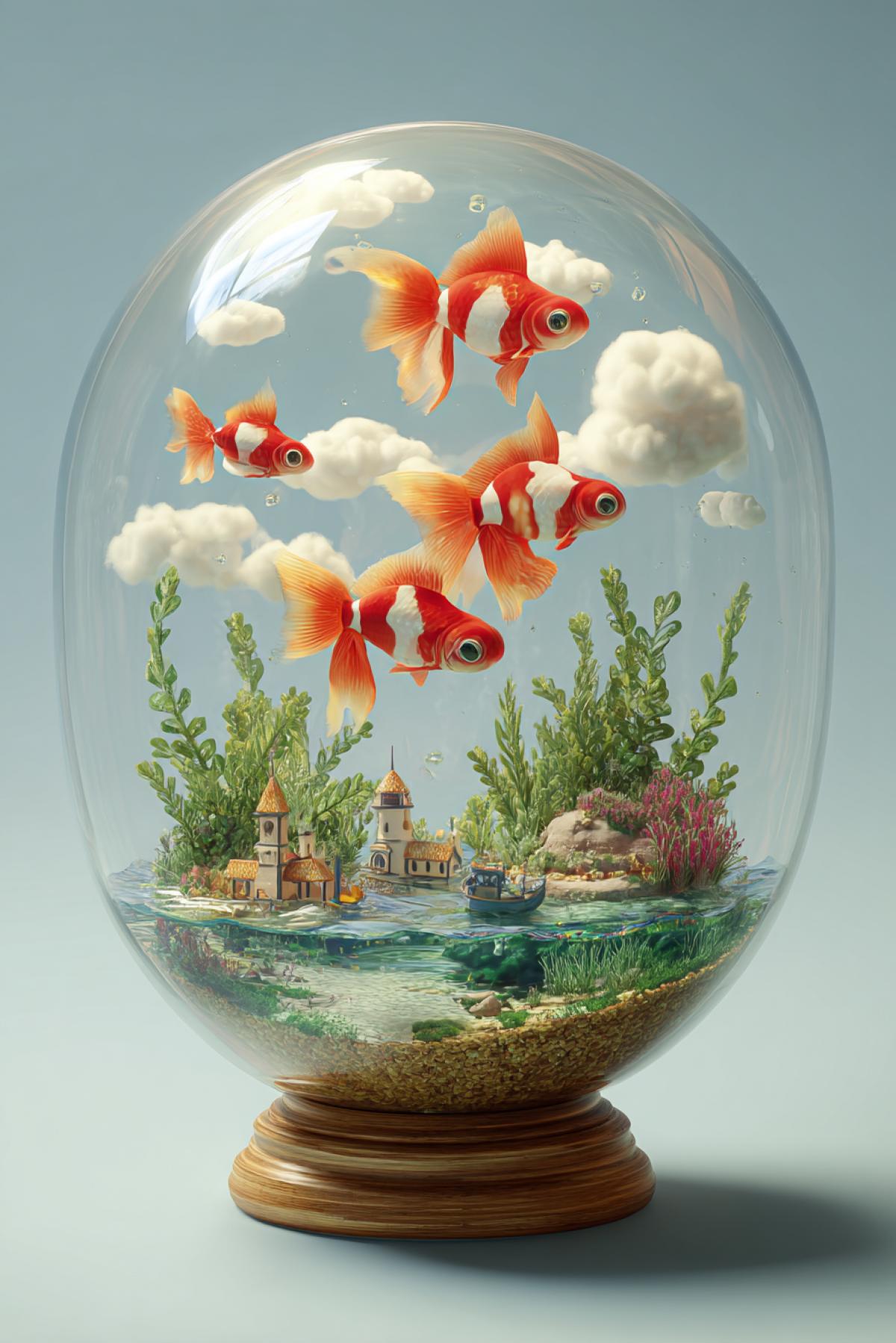 Aquarium with fish in a balloon