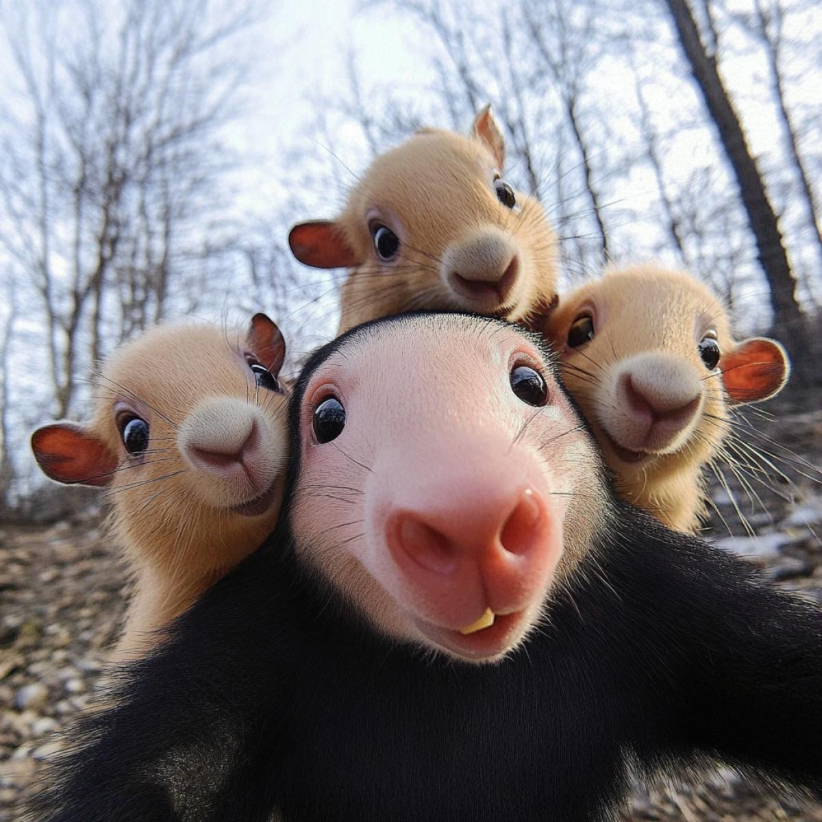 Animals make a joint selfie.