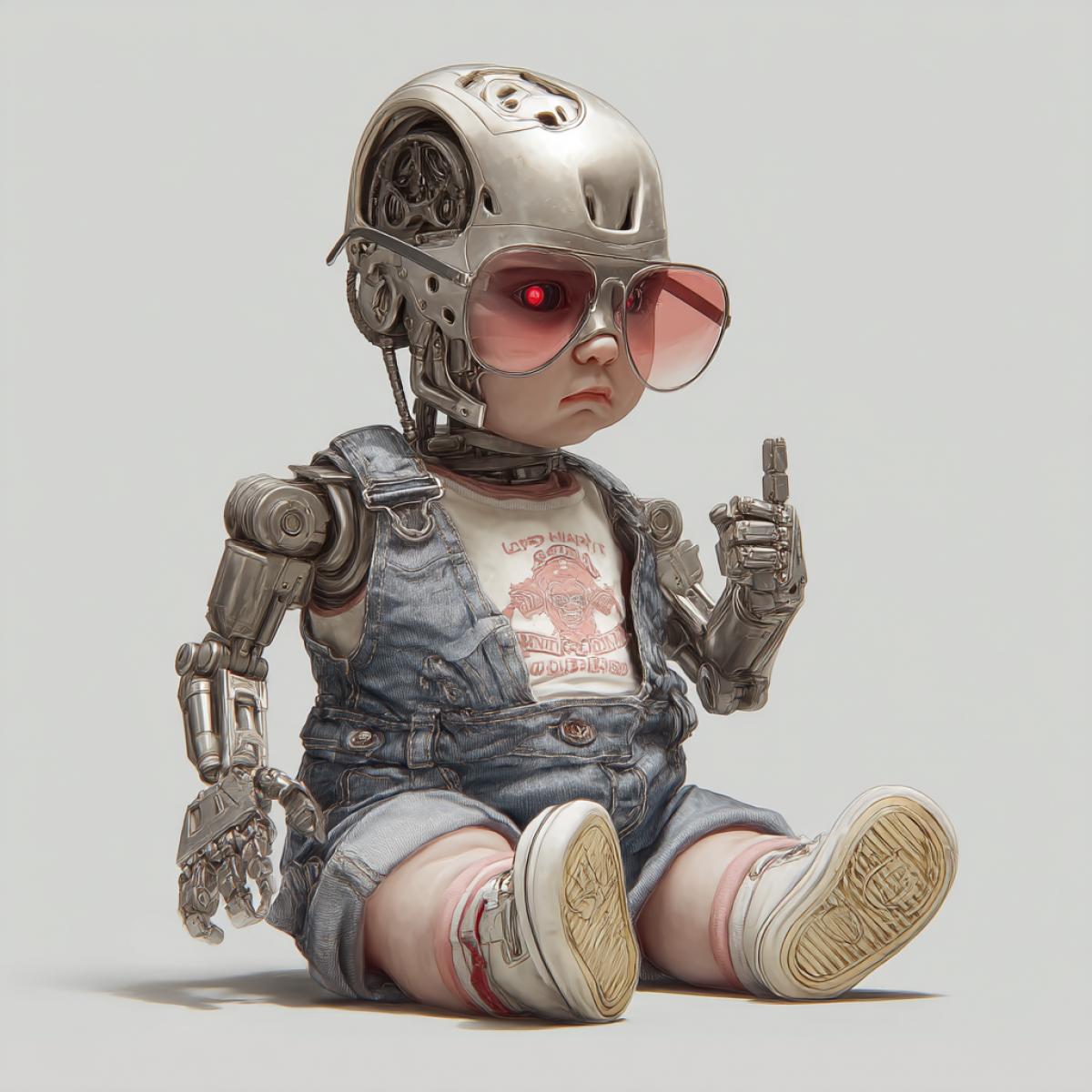 T-800 terminator in childhood. A charming and very cute baby.