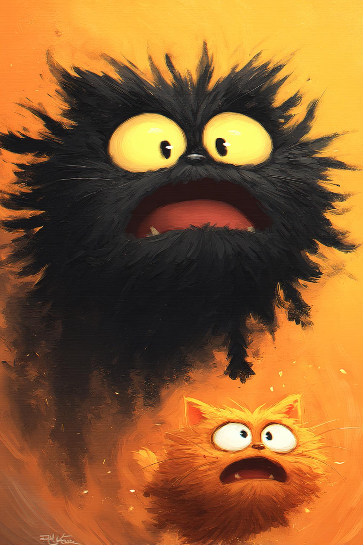 A very angry mouse is chasing a frightened cat. Epic chase.
