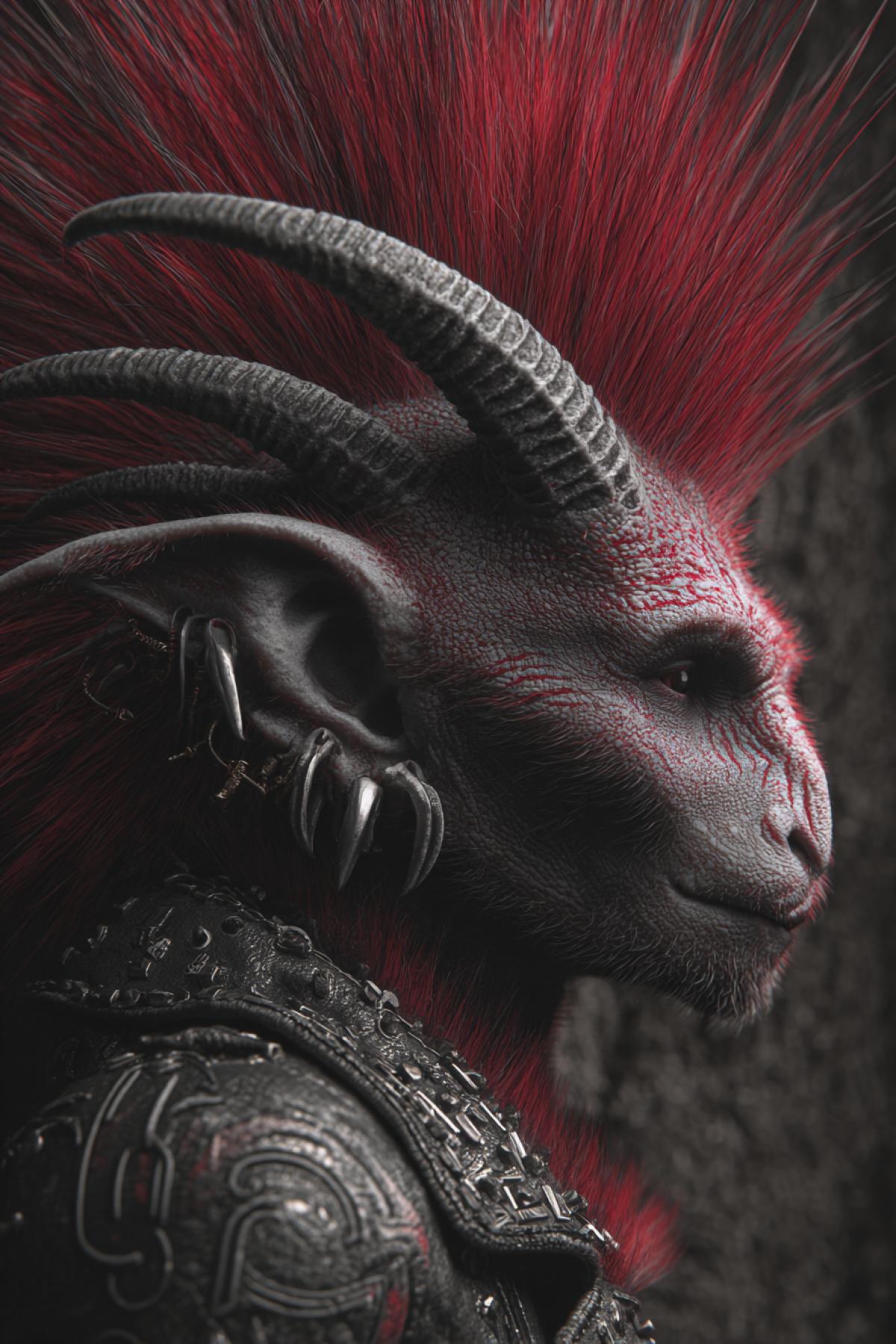 A creature from another world in the image of a punk, a mythical creature, mythology, psychedelic, flicker, realistic image